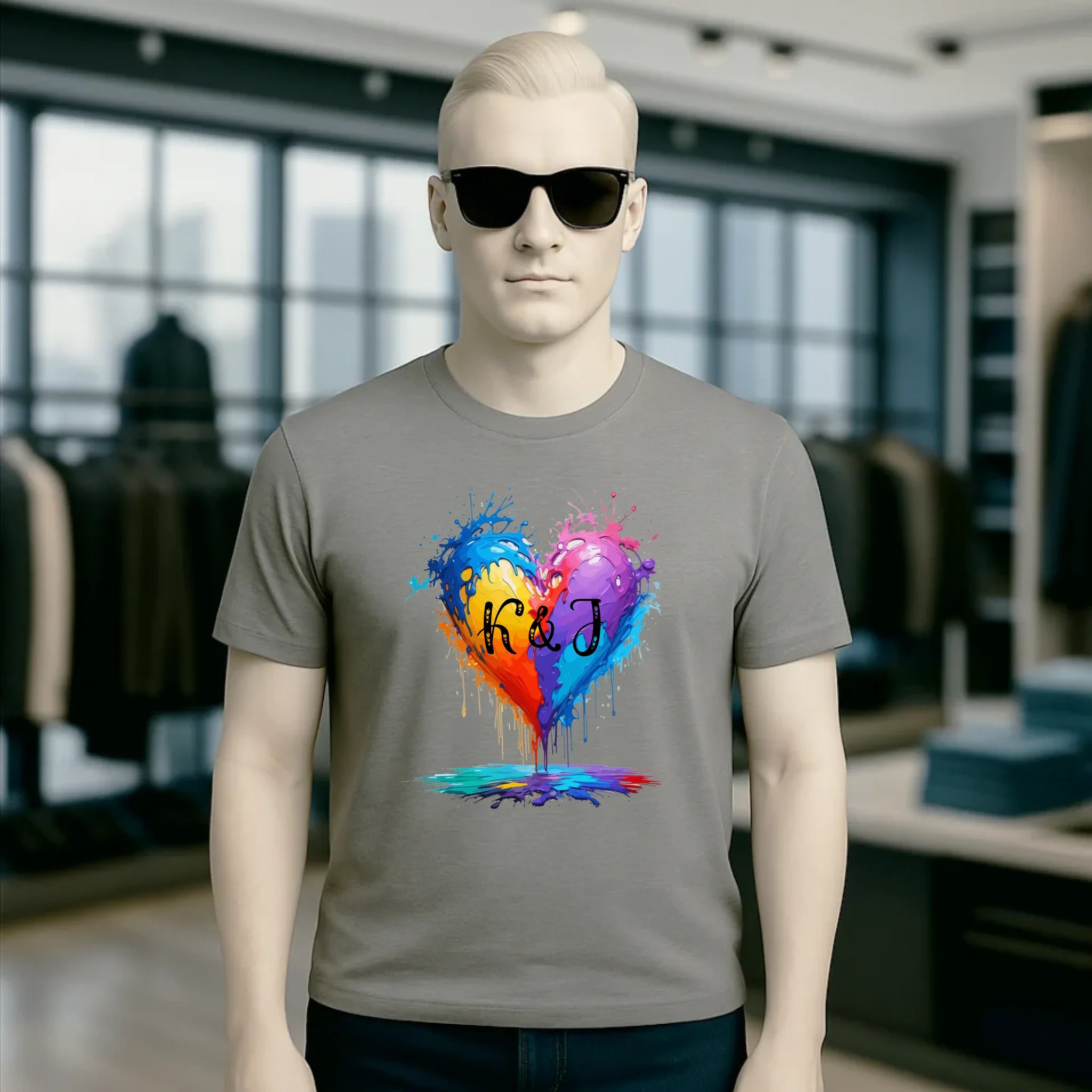 Herz mit Initialien • Unisex Premium T-Shirt XS-5XL aus Bio-Baumwolle für Damen & Herren • Exklusivdesign • personalisiert