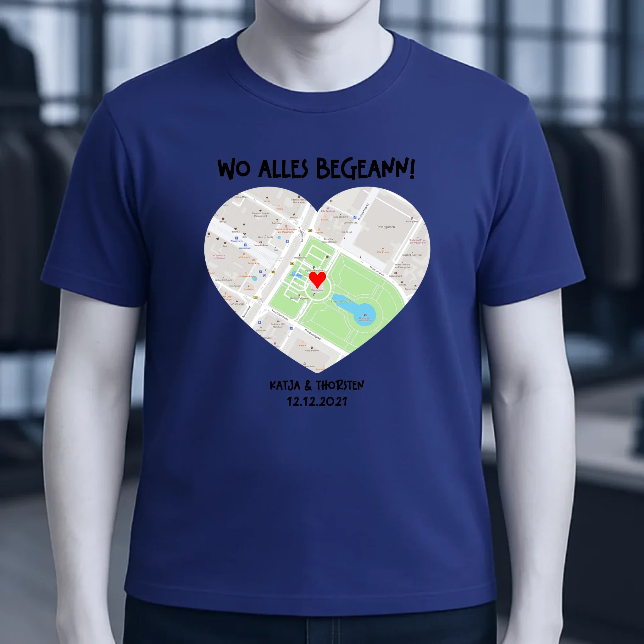 Karten-Generator mit echtem Ort und deinem Text • Karte • Maps • Unisex Premium T-Shirt XS-5XL aus Bio-Baumwolle für Damen & Herren • Exklusivdesign • personalisiert
