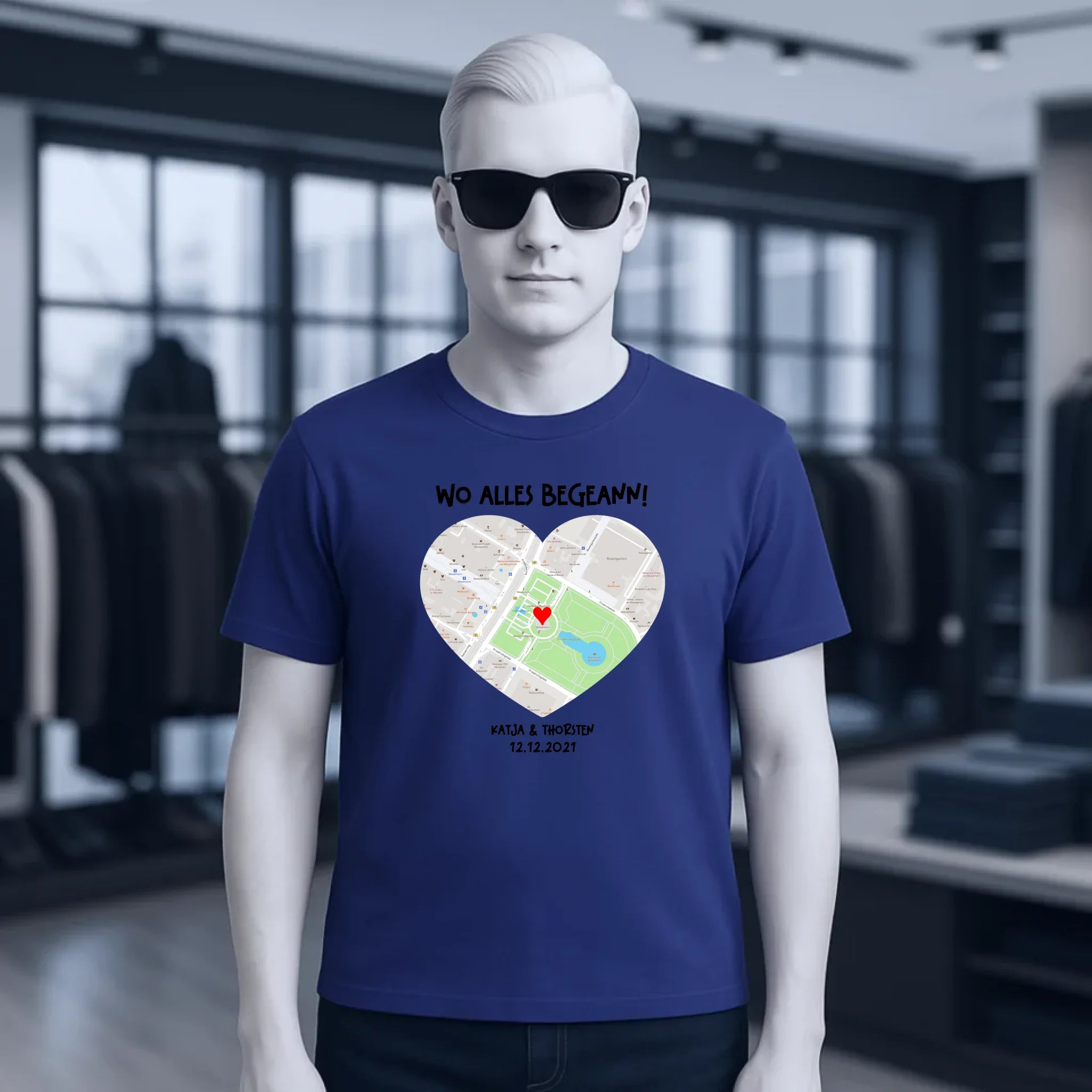 Karten-Generator mit echtem Ort und deinem Text • Karte • Maps • Unisex Premium T-Shirt XS-5XL aus Bio-Baumwolle für Damen & Herren • Exklusivdesign • personalisiert