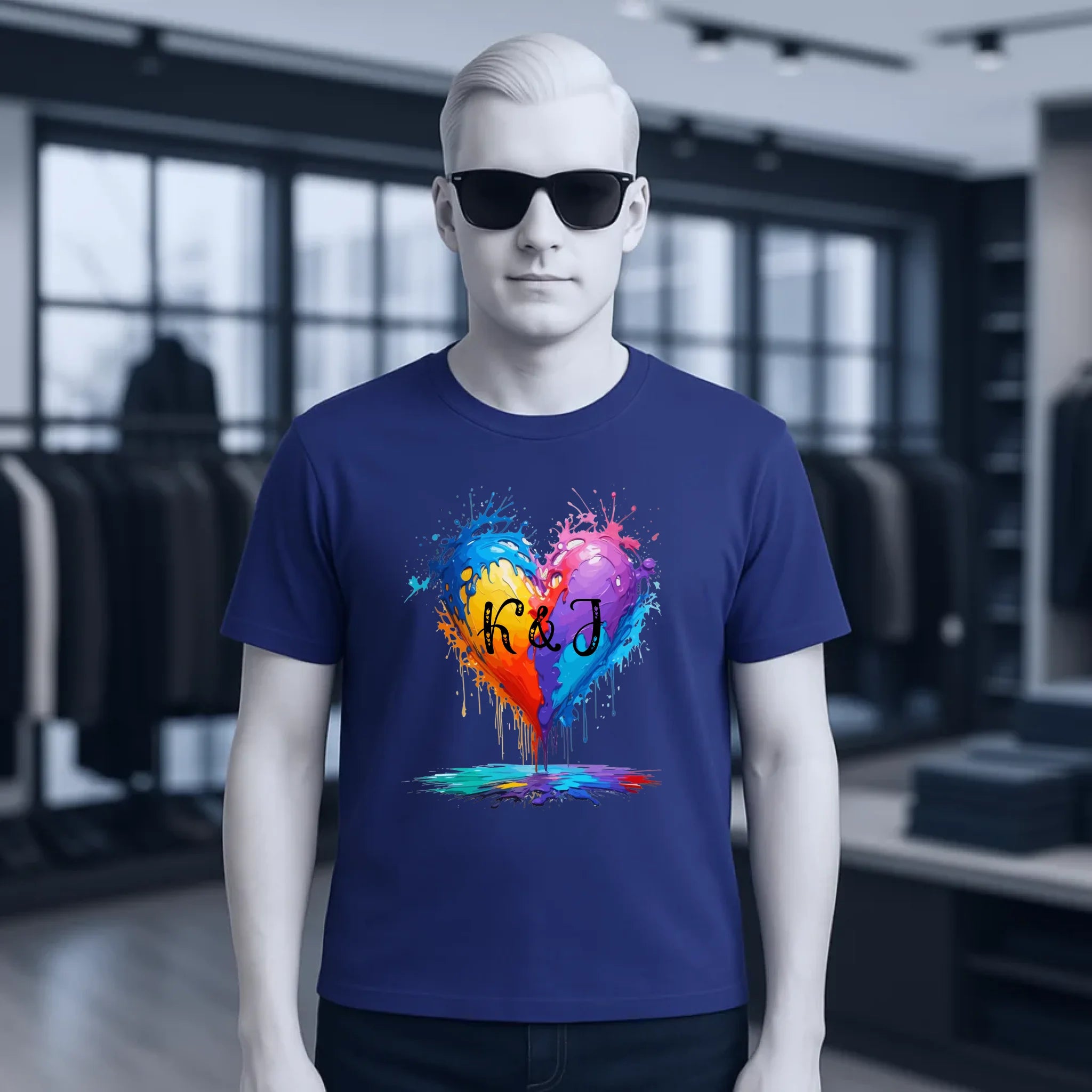 Herz mit Initialien • Unisex Premium T-Shirt XS-5XL aus Bio-Baumwolle für Damen & Herren • Exklusivdesign • personalisiert