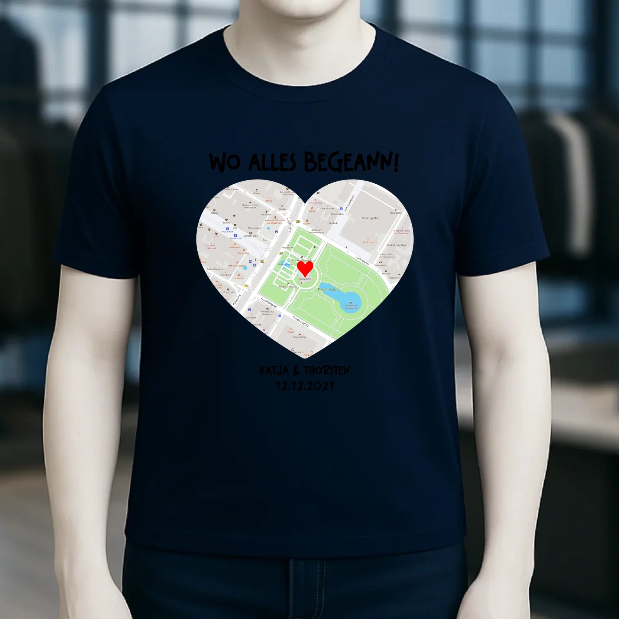 Karten-Generator mit echtem Ort und deinem Text • Karte • Maps • Unisex Premium T-Shirt XS-5XL aus Bio-Baumwolle für Damen & Herren • Exklusivdesign • personalisiert