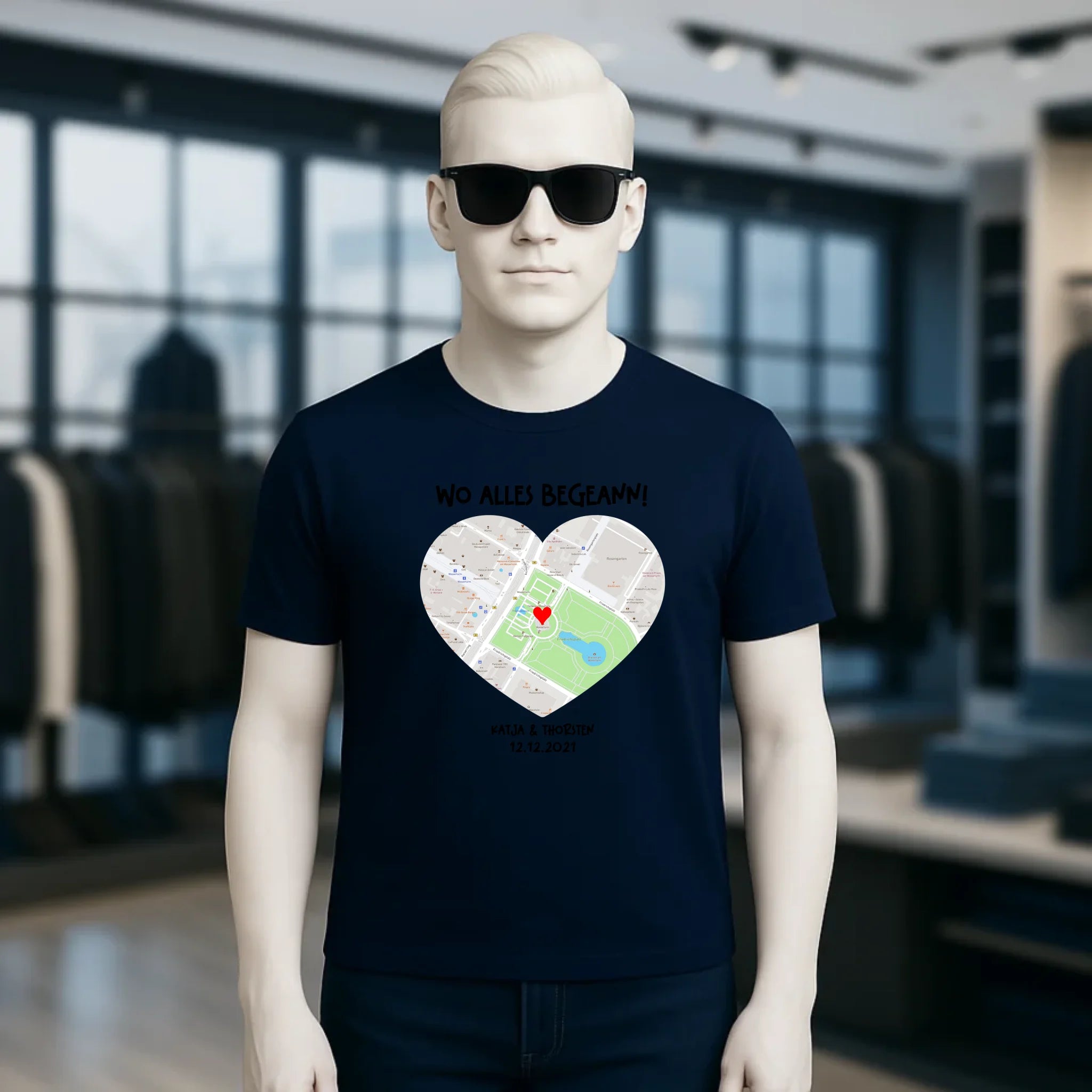 Karten-Generator mit echtem Ort und deinem Text • Karte • Maps • Unisex Premium T-Shirt XS-5XL aus Bio-Baumwolle für Damen & Herren • Exklusivdesign • personalisiert