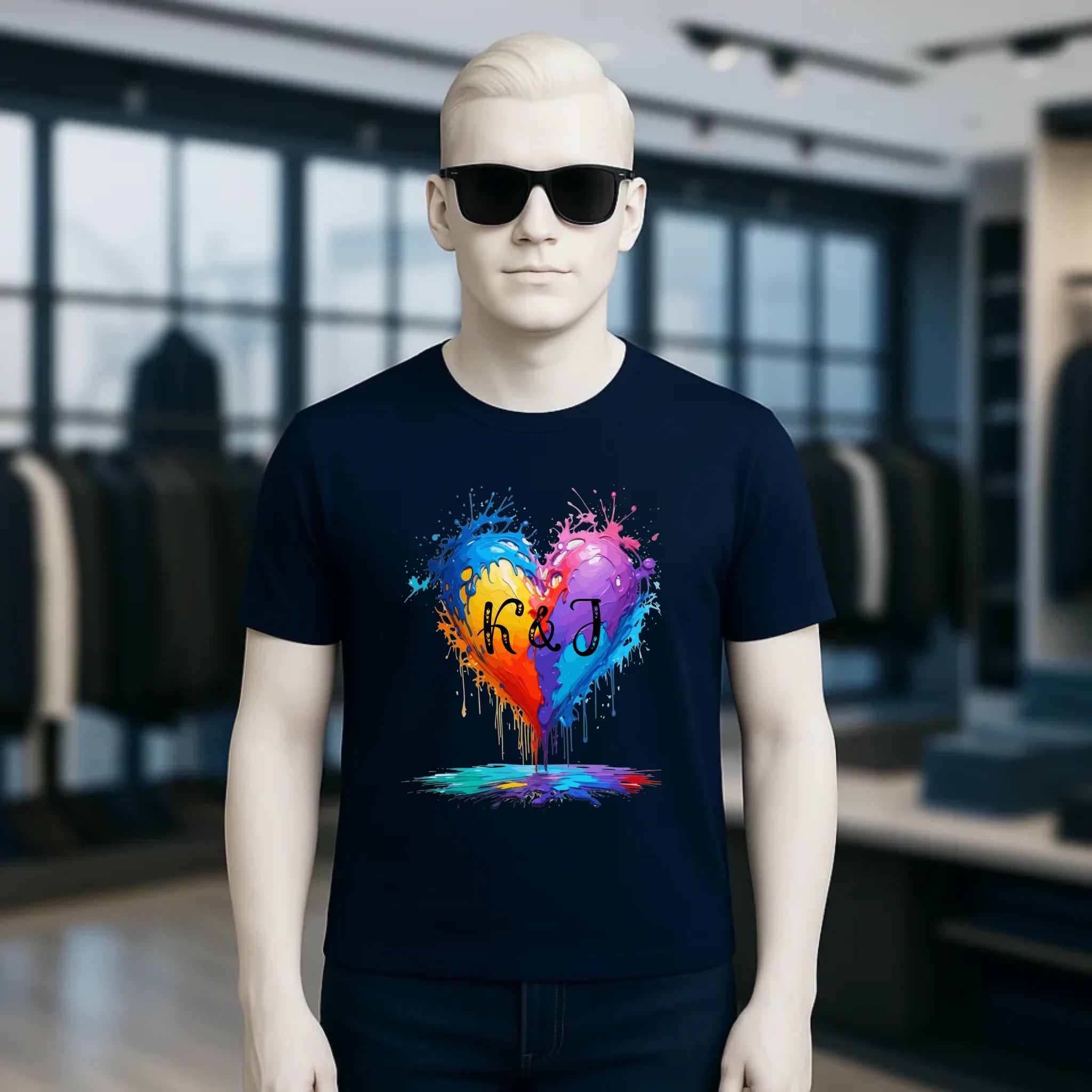 Herz mit Initialien • Unisex Premium T-Shirt XS-5XL aus Bio-Baumwolle für Damen & Herren • Exklusivdesign • personalisiert
