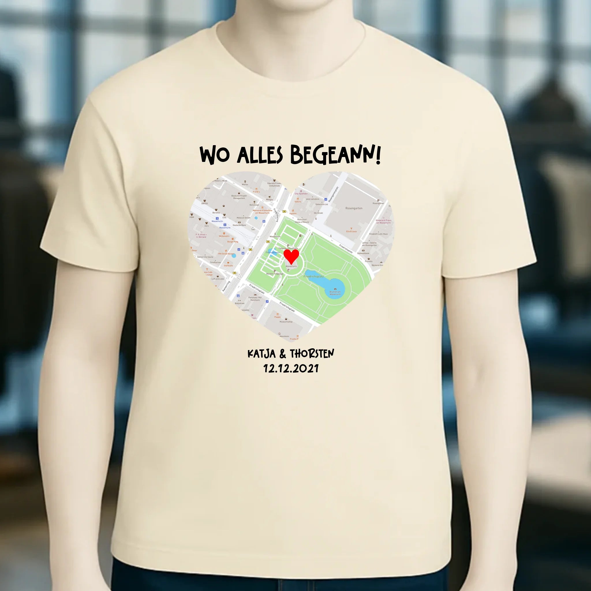 Karten-Generator mit echtem Ort und deinem Text • Karte • Maps • Unisex Premium T-Shirt XS-5XL aus Bio-Baumwolle für Damen & Herren • Exklusivdesign • personalisiert
