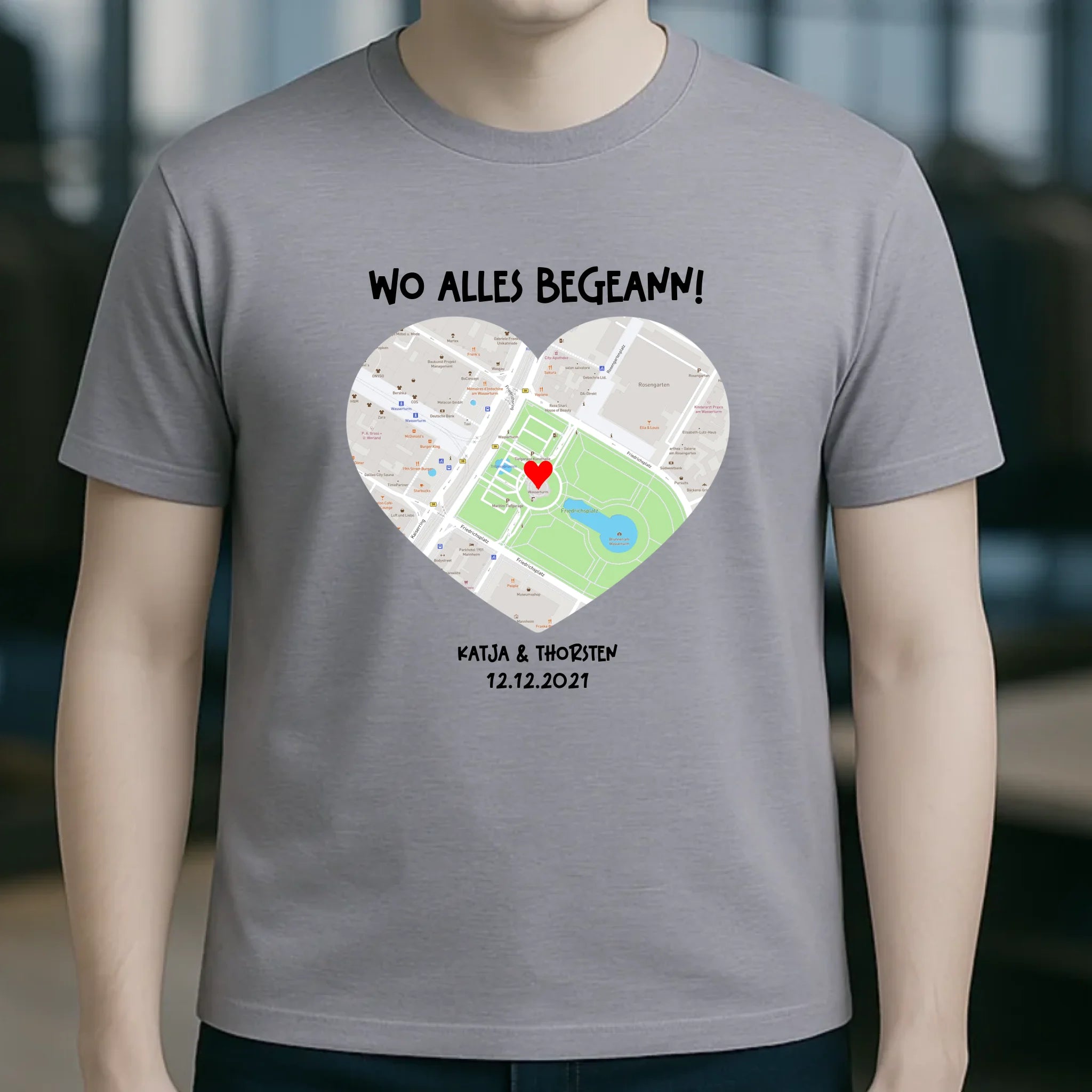 Karten-Generator mit echtem Ort und deinem Text • Karte • Maps • Unisex Premium T-Shirt XS-5XL aus Bio-Baumwolle für Damen & Herren • Exklusivdesign • personalisiert