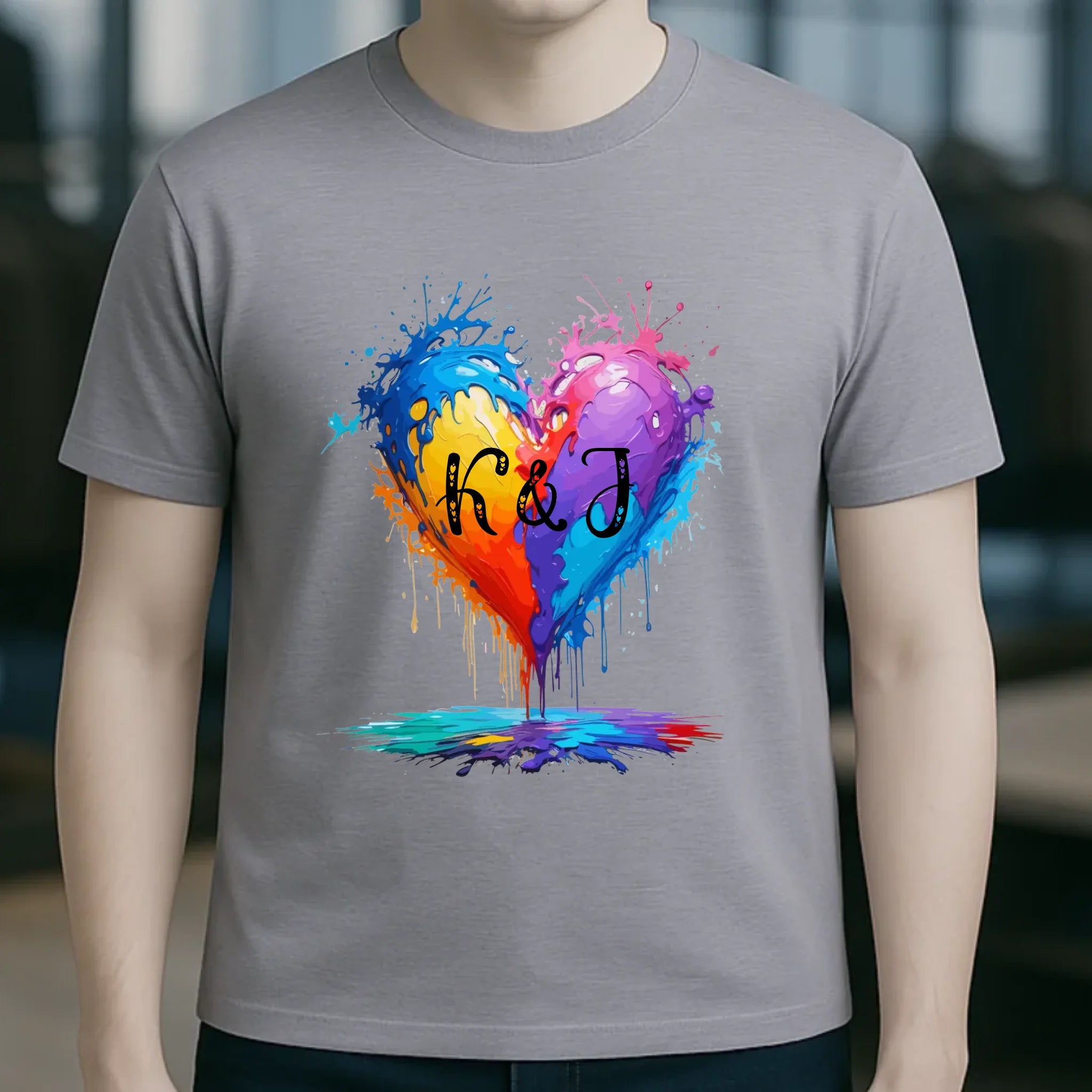 Herz mit Initialien • Unisex Premium T-Shirt XS-5XL aus Bio-Baumwolle für Damen & Herren • Exklusivdesign • personalisiert