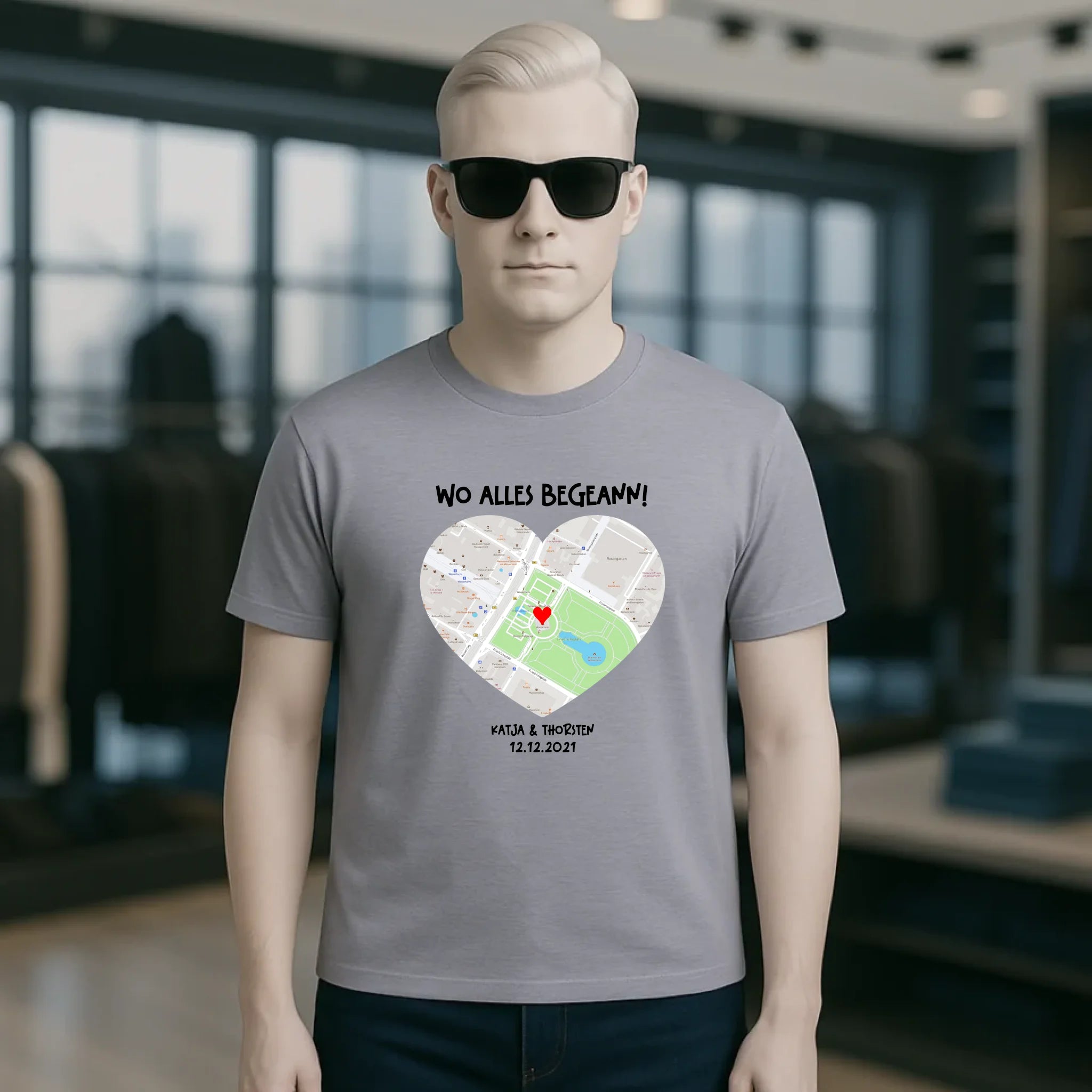 Karten-Generator mit echtem Ort und deinem Text • Karte • Maps • Unisex Premium T-Shirt XS-5XL aus Bio-Baumwolle für Damen & Herren • Exklusivdesign • personalisiert