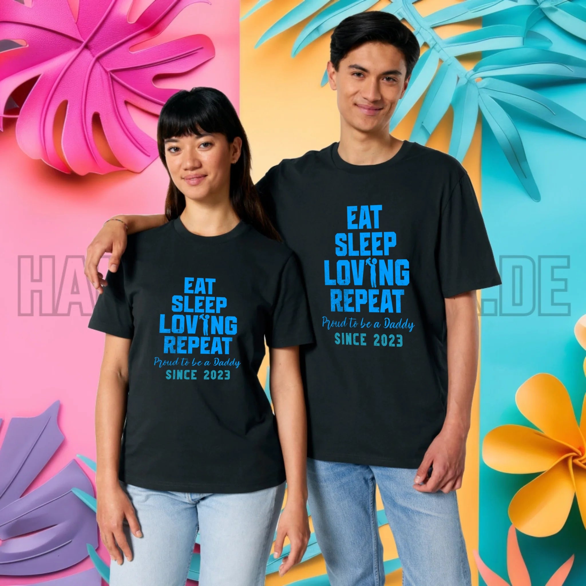 Loving Dad • Farbwahl + Wunschtext • Unisex Premium T-Shirt XS-5XL aus Bio-Baumwolle für Damen & Herren • Exklusivdesign • personalisiert