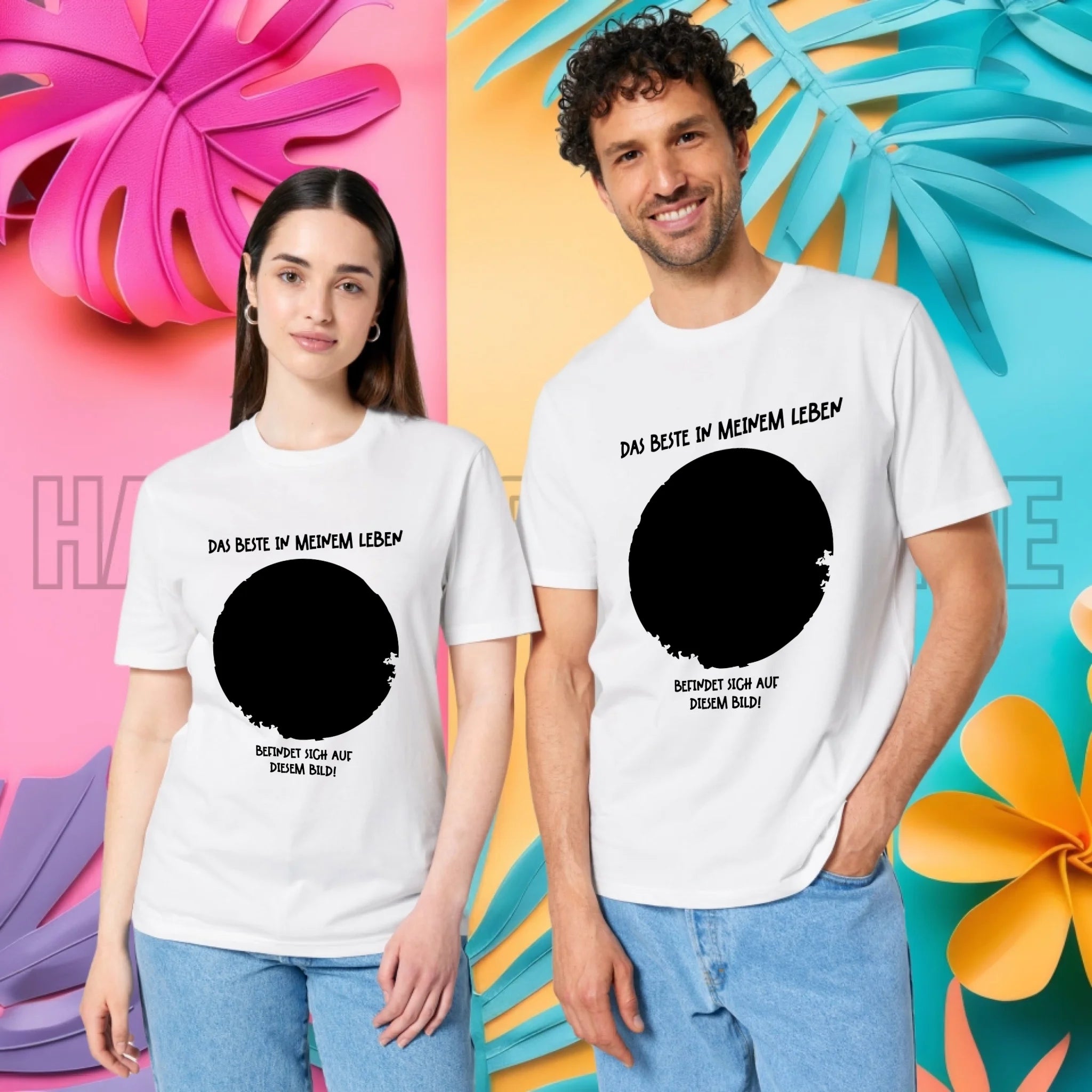Dein Bild in Kreisform + Text • Unisex Premium T-Shirt XS-5XL aus Bio-Baumwolle für Damen & Herren • Exklusivdesign • personalisiert