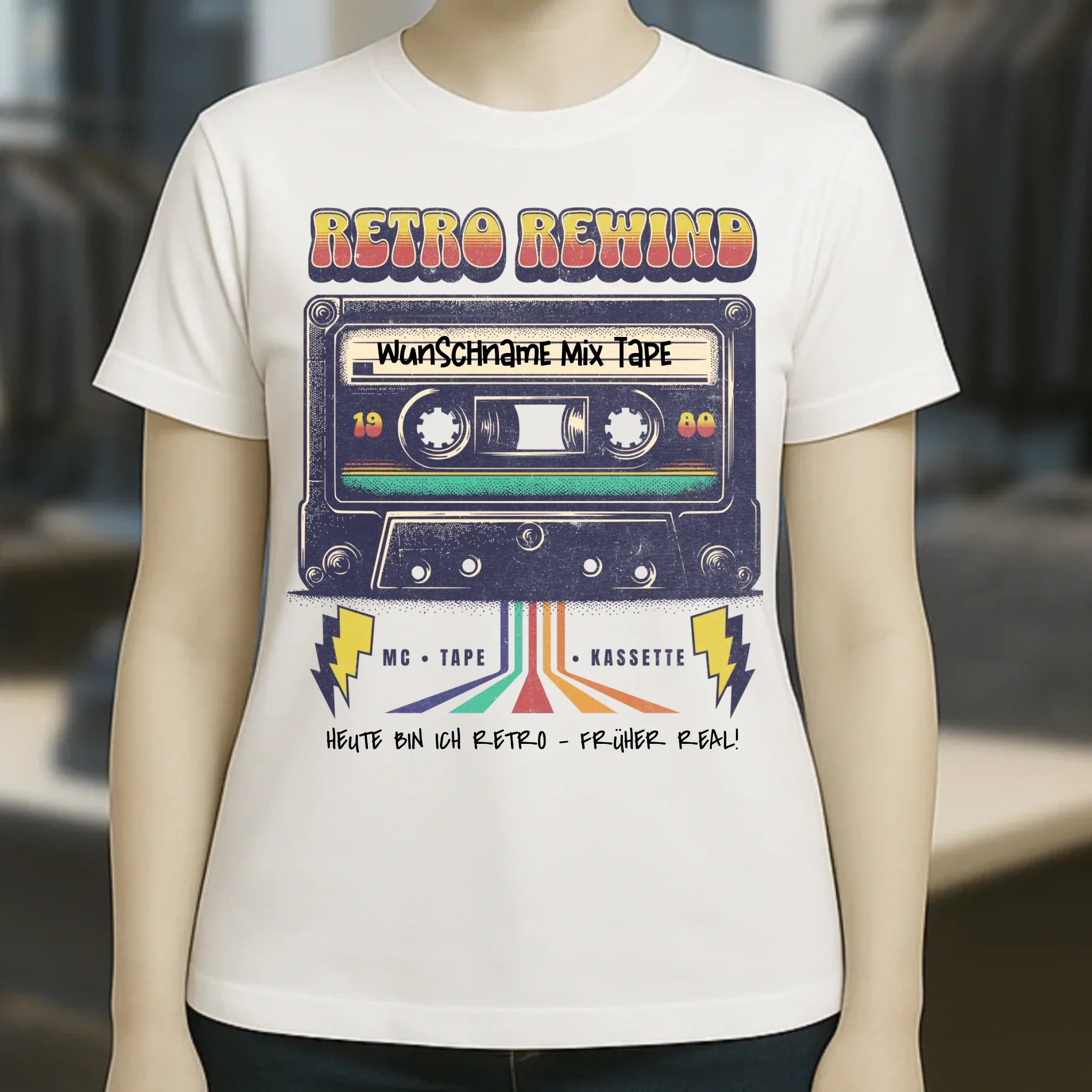 Retro MC 1950 bis 2010 + Wunschtext • Ladies Premium T-Shirt XS-2XL aus Bio-Baumwolle für Damen • Exklusivdesign • personalisiert