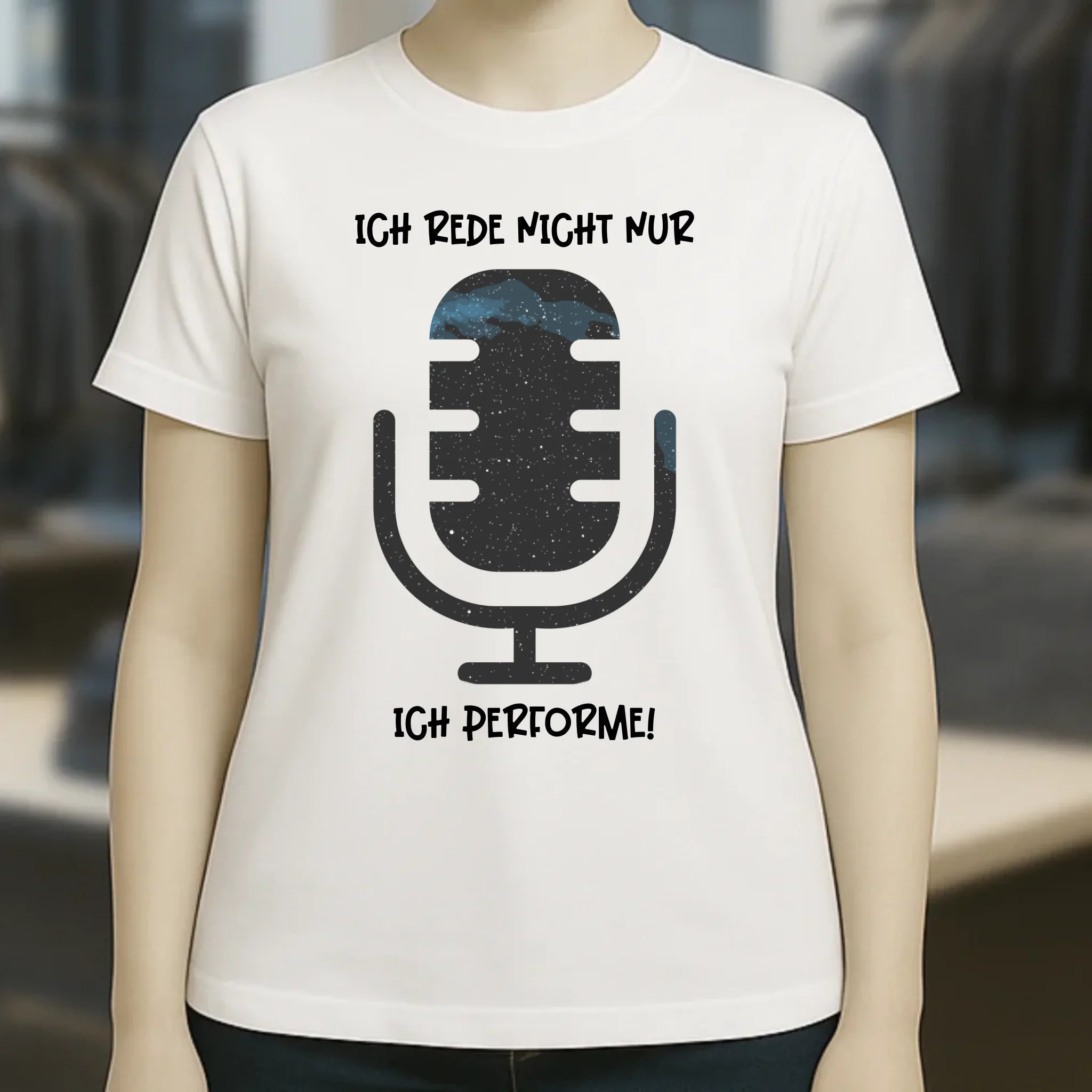 Echte Sternkarte als Mikrofon + Text • Ladies Premium T-Shirt XS-2XL aus Bio-Baumwolle für Damen • Exklusivdesign • personalisiert