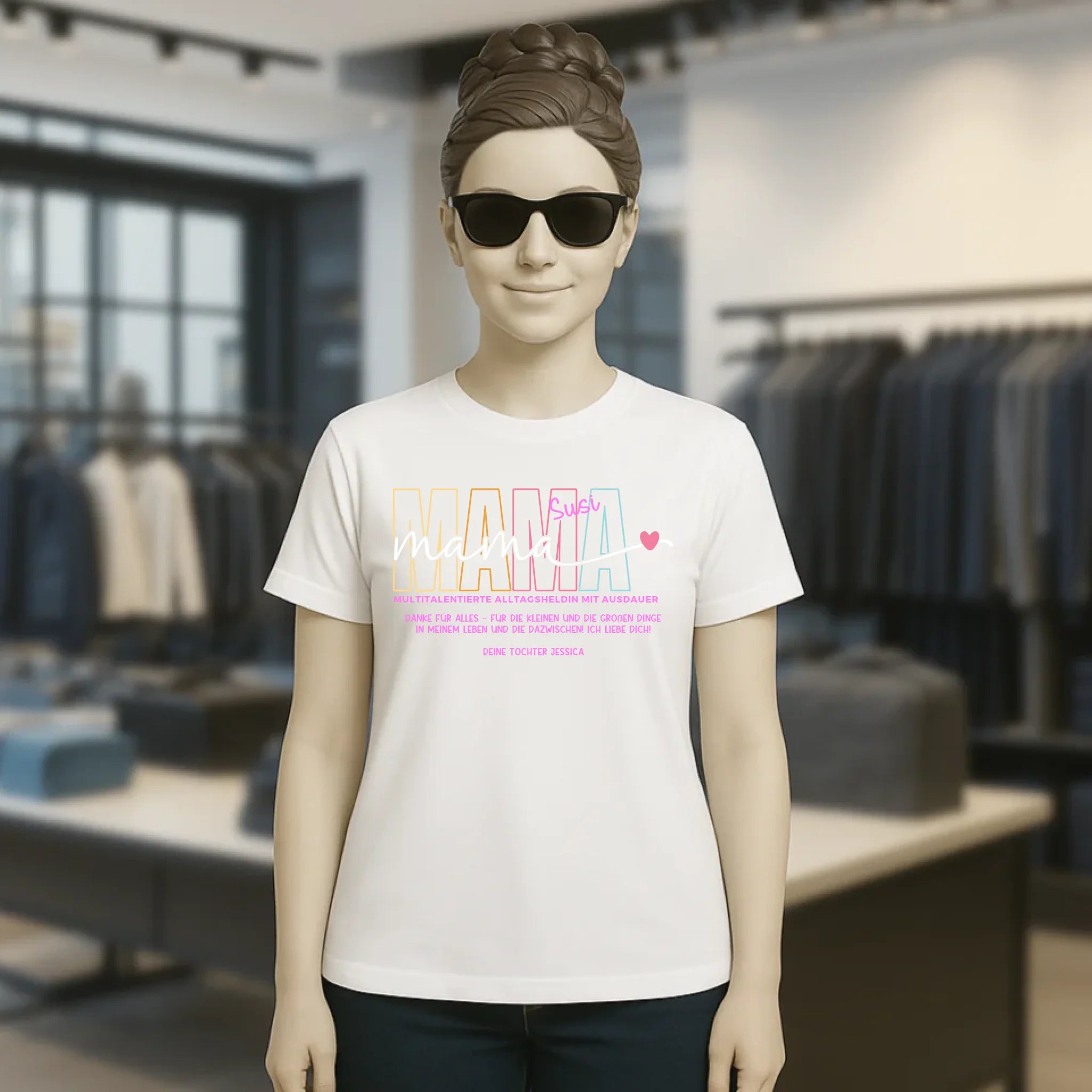 MAMA: Multitalentierte Alltagsheldin mit Ausdauer + Wunschname + Botschaft • Ladies Premium T-Shirt XS-2XL aus Bio-Baumwolle für Damen • Exklusivdesign • personalisiert