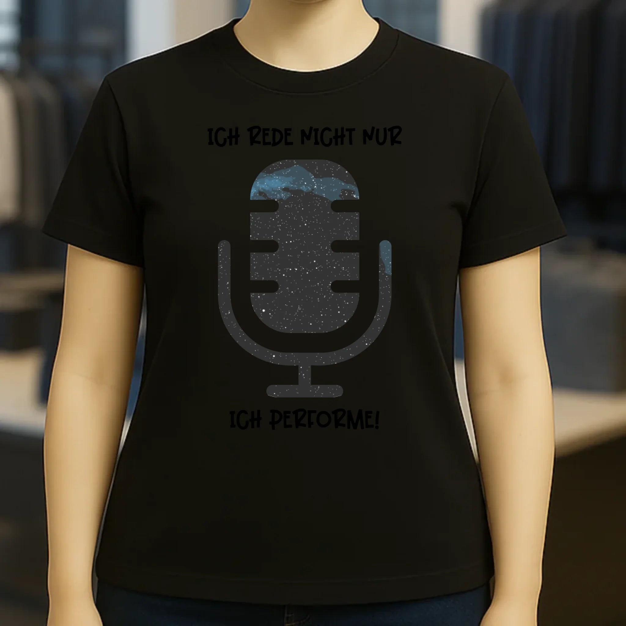 Echte Sternkarte als Mikrofon + Text • Ladies Premium T-Shirt XS-2XL aus Bio-Baumwolle für Damen • Exklusivdesign • personalisiert