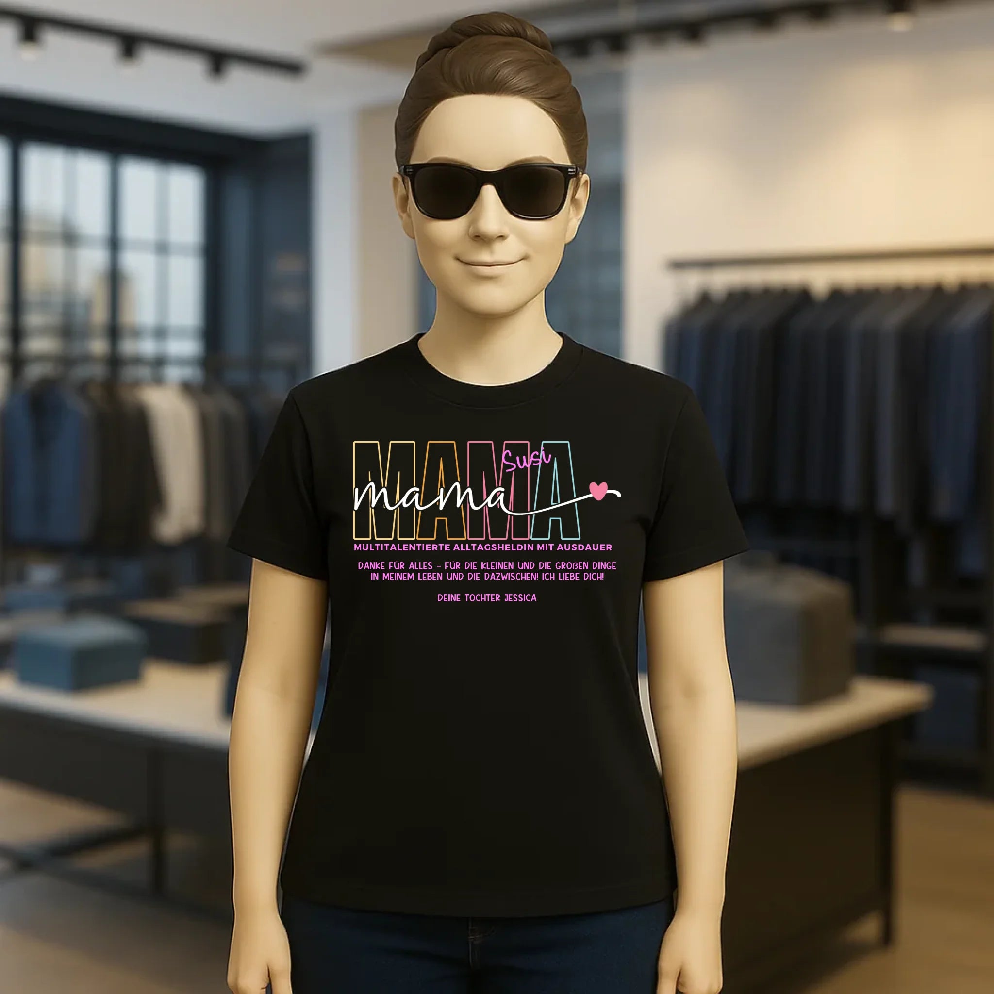 MAMA: Multitalentierte Alltagsheldin mit Ausdauer + Wunschname + Botschaft • Ladies Premium T-Shirt XS-2XL aus Bio-Baumwolle für Damen • Exklusivdesign • personalisiert