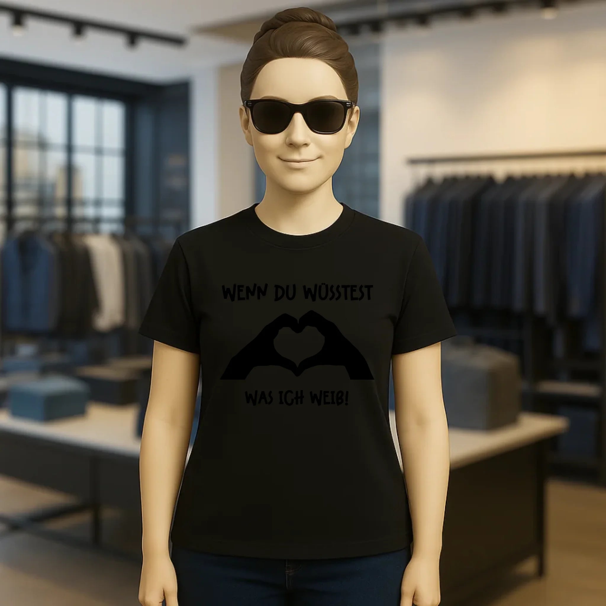 Keine Frage, ich liebe Dich auch! • Frau • Hände • personalisierter Text • Ladies Premium T-Shirt XS-2XL aus Bio-Baumwolle für Damen • Exklusivdesign • personalisiert • Motivauswahl • personalisierbar
