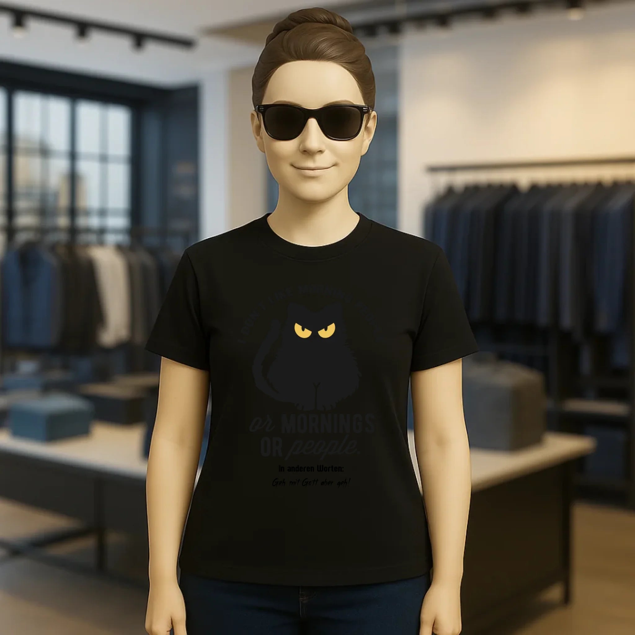 MORNING PEOPLE CAT • Katze • Ladies Premium T-Shirt XS-2XL aus Bio-Baumwolle für Damen • Exklusivdesign • personalisiert