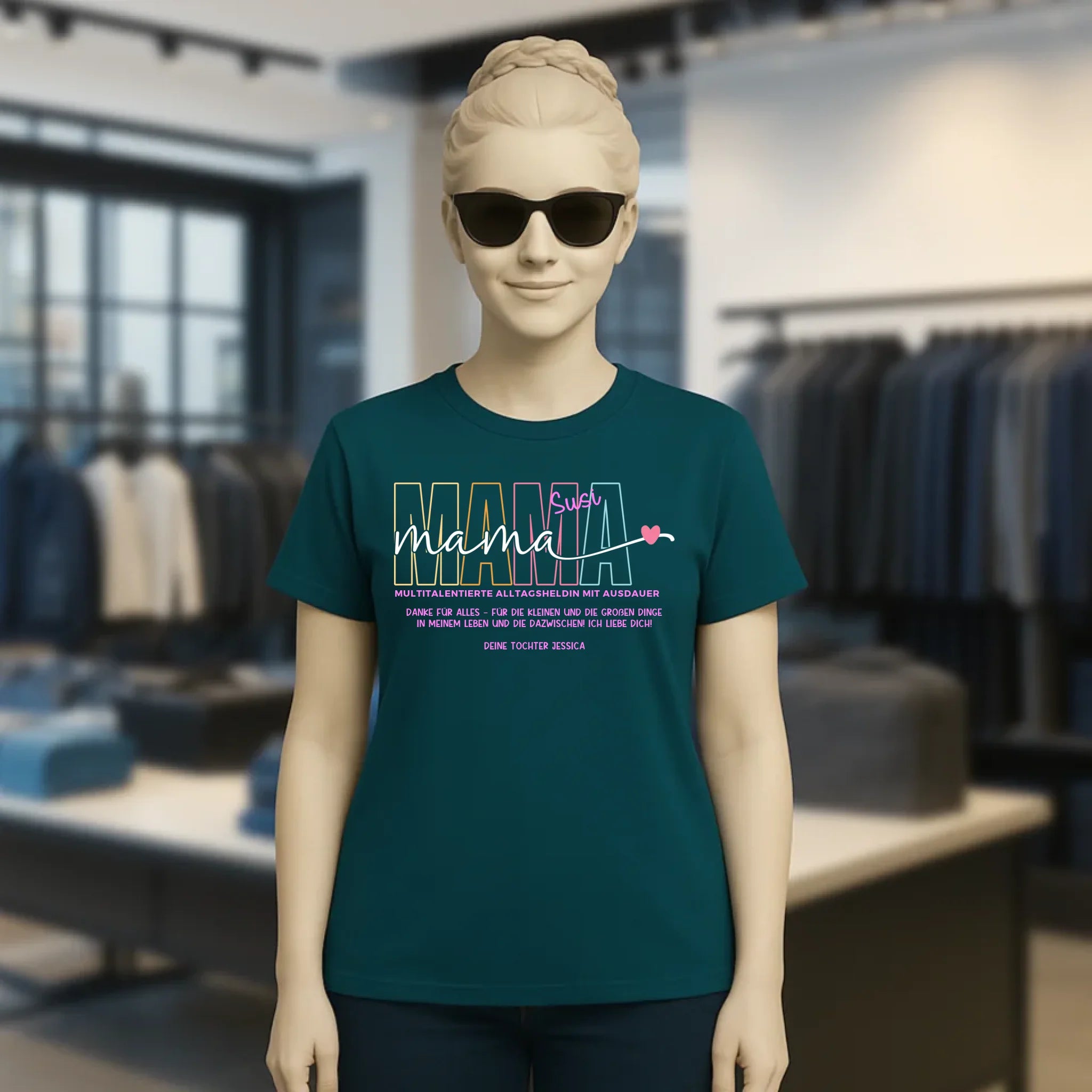 MAMA: Multitalentierte Alltagsheldin mit Ausdauer + Wunschname + Botschaft • Ladies Premium T-Shirt XS-2XL aus Bio-Baumwolle für Damen • Exklusivdesign • personalisiert