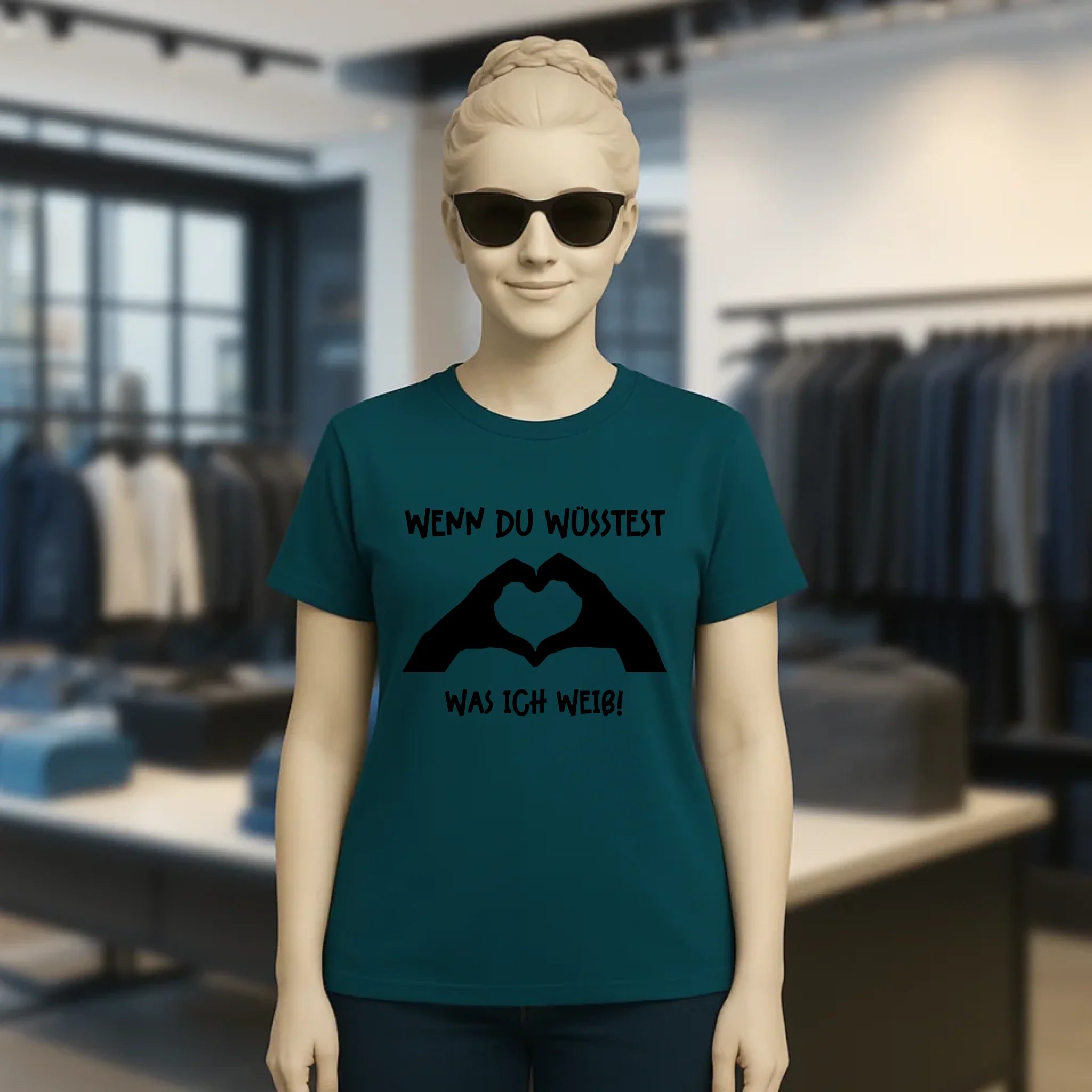 Keine Frage, ich liebe Dich auch! • Frau • Hände • personalisierter Text • Ladies Premium T-Shirt XS-2XL aus Bio-Baumwolle für Damen • Exklusivdesign • personalisiert • Motivauswahl • personalisierbar