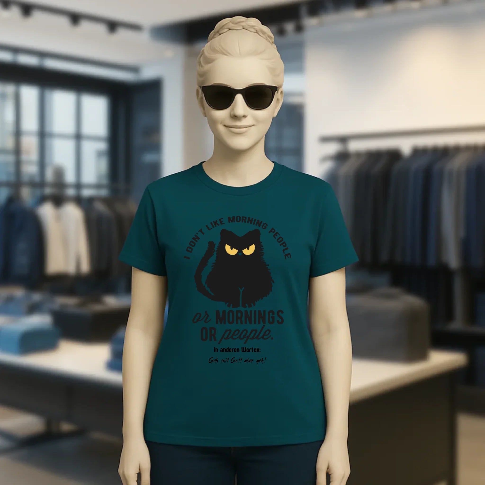 MORNING PEOPLE CAT • Katze • Ladies Premium T-Shirt XS-2XL aus Bio-Baumwolle für Damen • Exklusivdesign • personalisiert