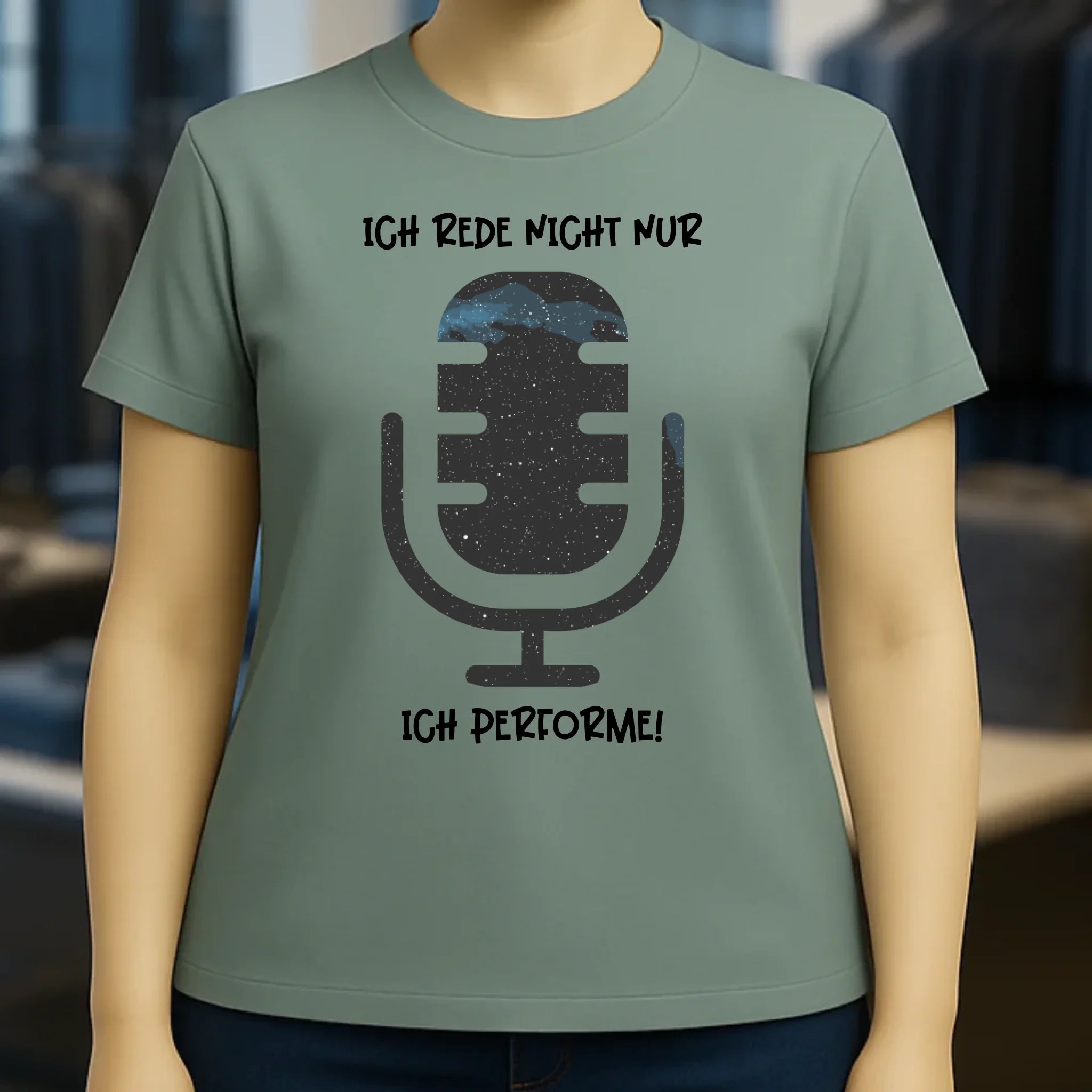 Echte Sternkarte als Mikrofon + Text • Ladies Premium T-Shirt XS-2XL aus Bio-Baumwolle für Damen • Exklusivdesign • personalisiert