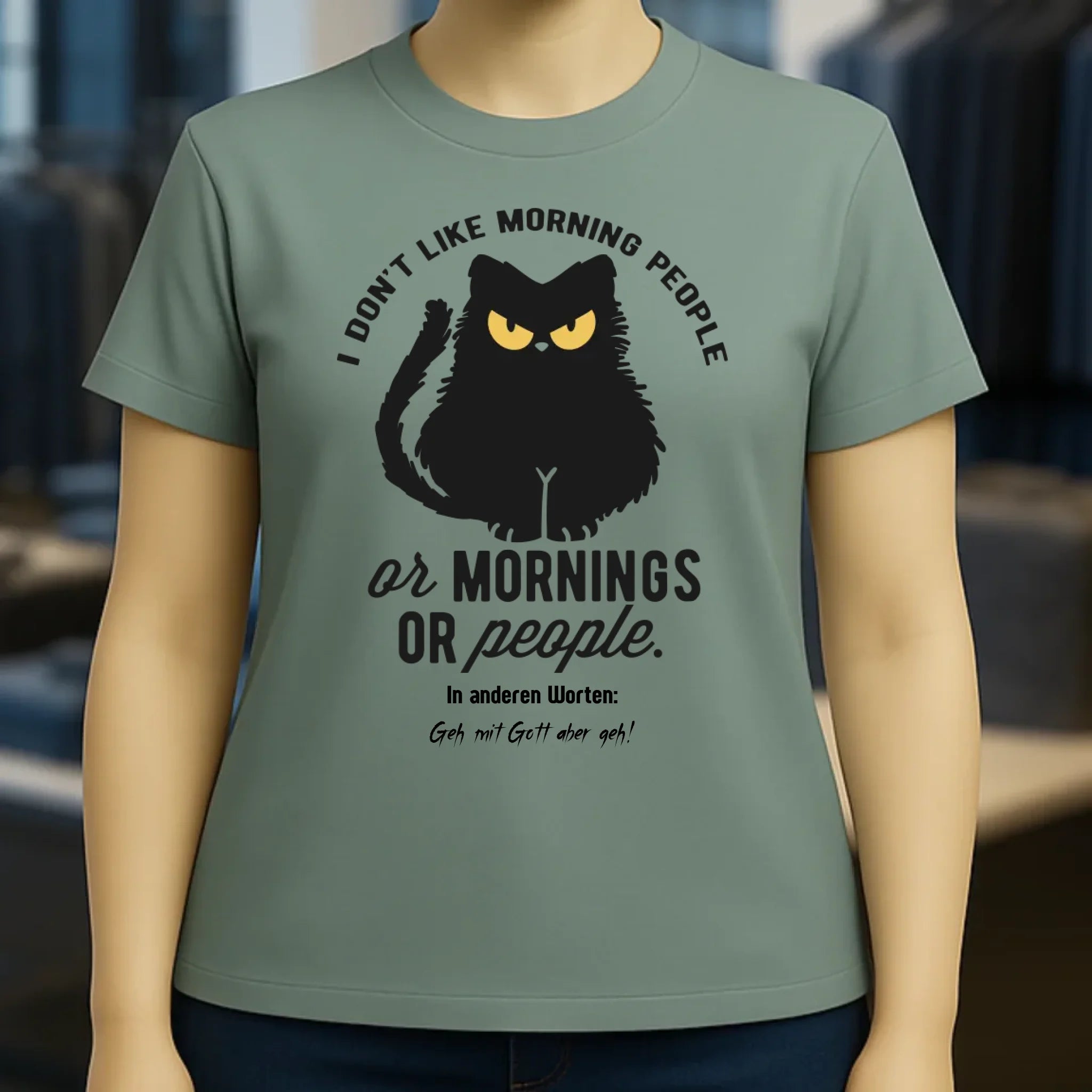 MORNING PEOPLE CAT • Katze • Ladies Premium T-Shirt XS-2XL aus Bio-Baumwolle für Damen • Exklusivdesign • personalisiert