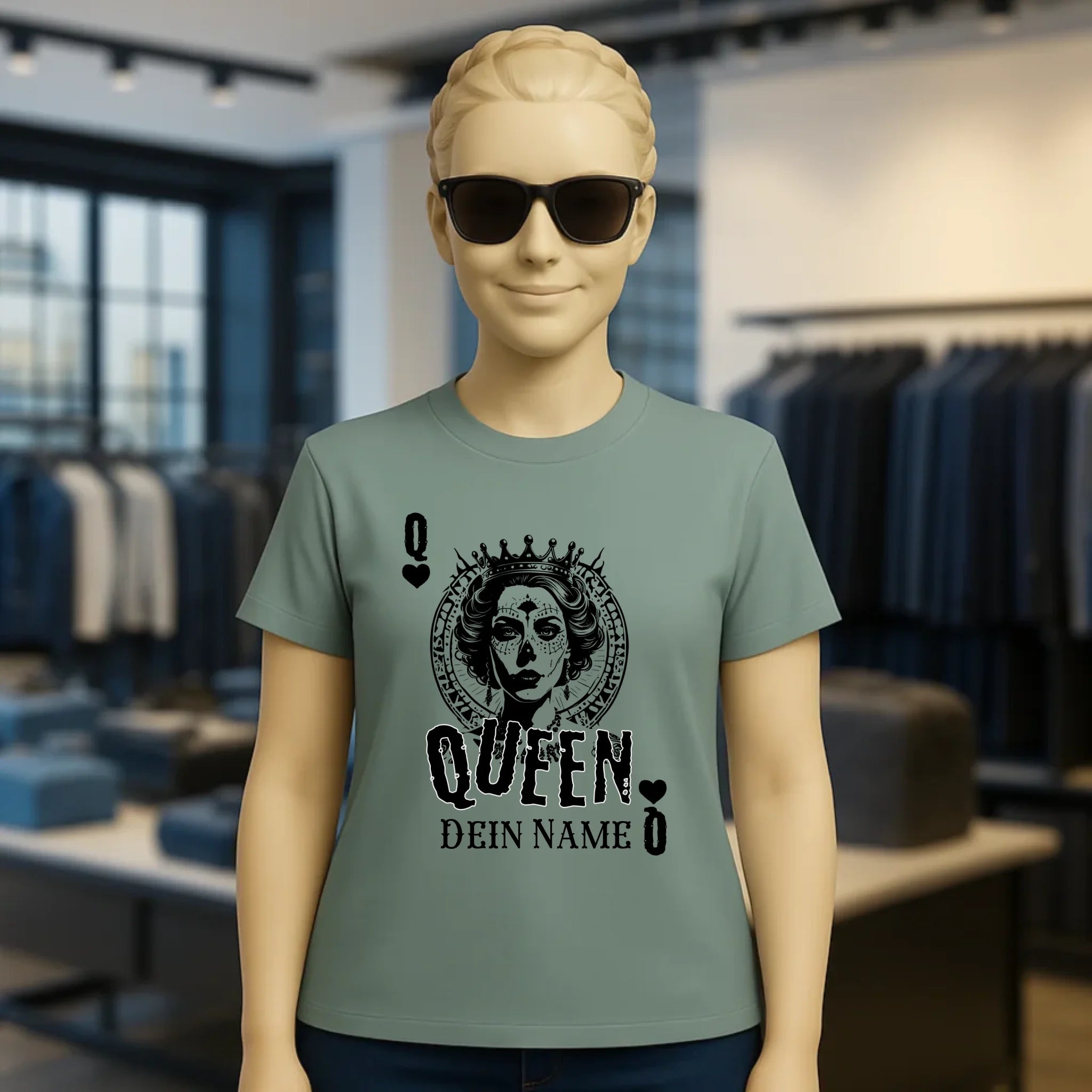 Poker Queen + dein Name • Ladies Premium T-Shirt XS-2XL aus Bio-Baumwolle für Damen • Exklusivdesign • personalisiert