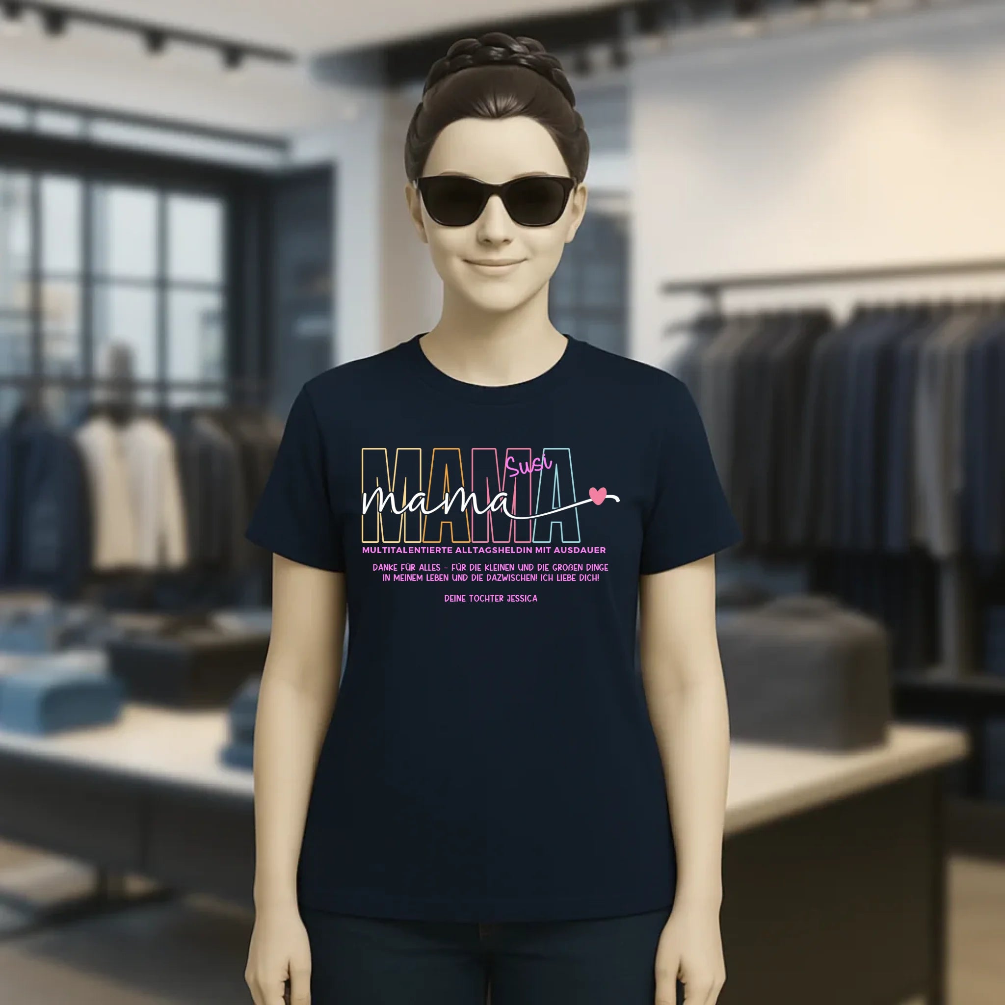 MAMA: Multitalentierte Alltagsheldin mit Ausdauer + Wunschname + Botschaft • Ladies Premium T-Shirt XS-2XL aus Bio-Baumwolle für Damen • Exklusivdesign • personalisiert