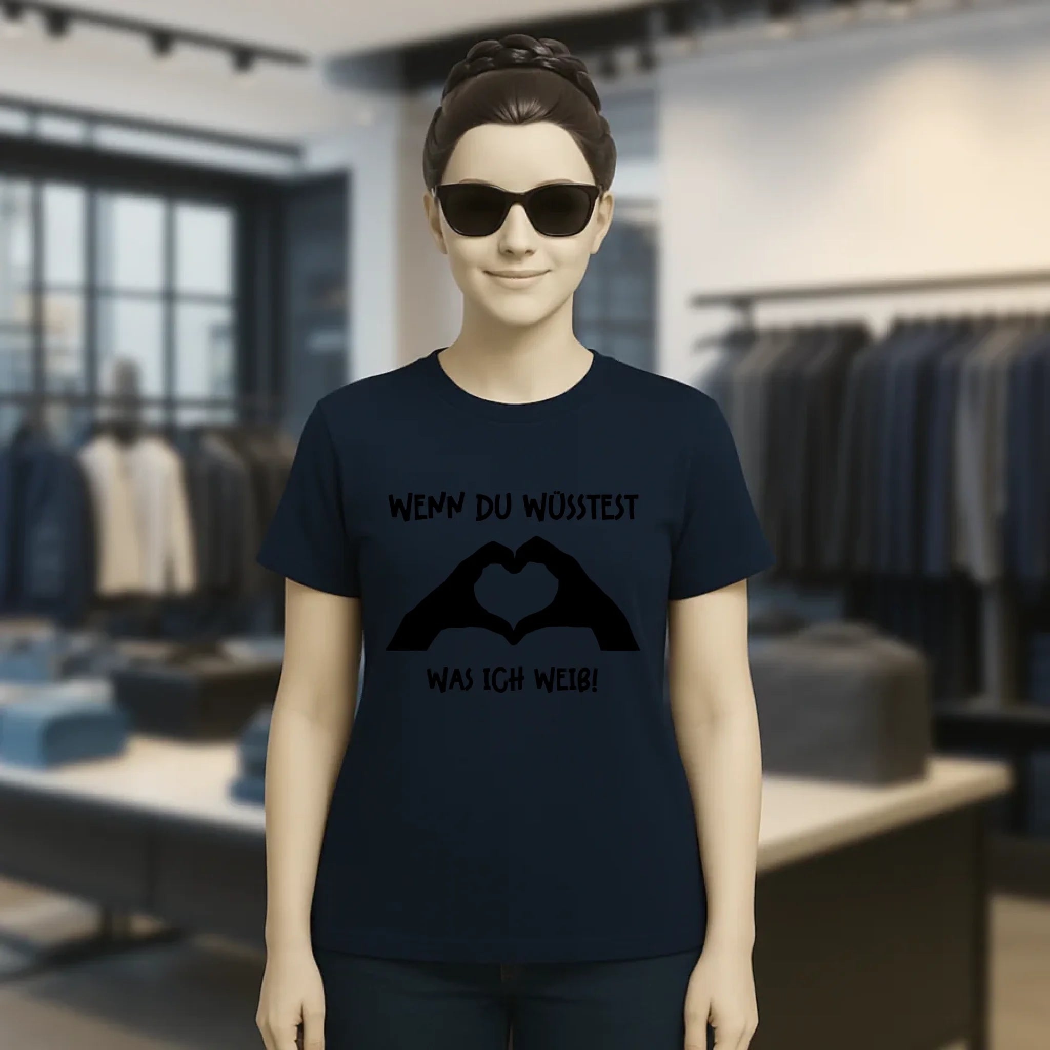 Keine Frage, ich liebe Dich auch! • Frau • Hände • personalisierter Text • Ladies Premium T-Shirt XS-2XL aus Bio-Baumwolle für Damen • Exklusivdesign • personalisiert • Motivauswahl • personalisierbar