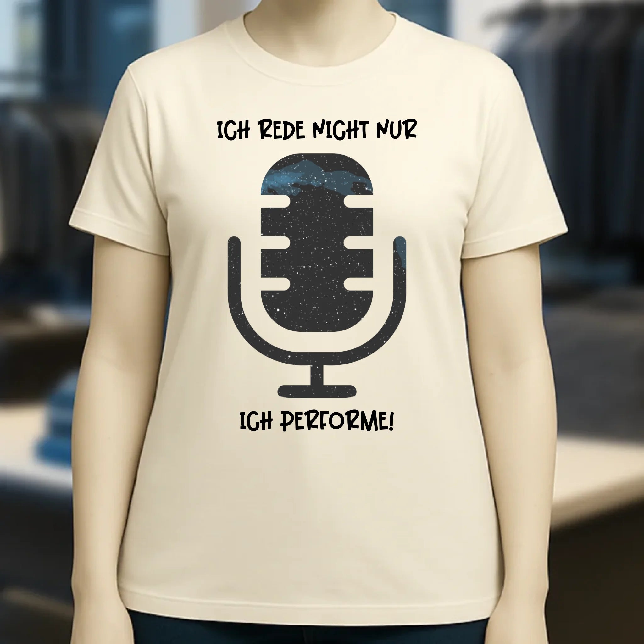 Echte Sternkarte als Mikrofon + Text • Ladies Premium T-Shirt XS-2XL aus Bio-Baumwolle für Damen • Exklusivdesign • personalisiert