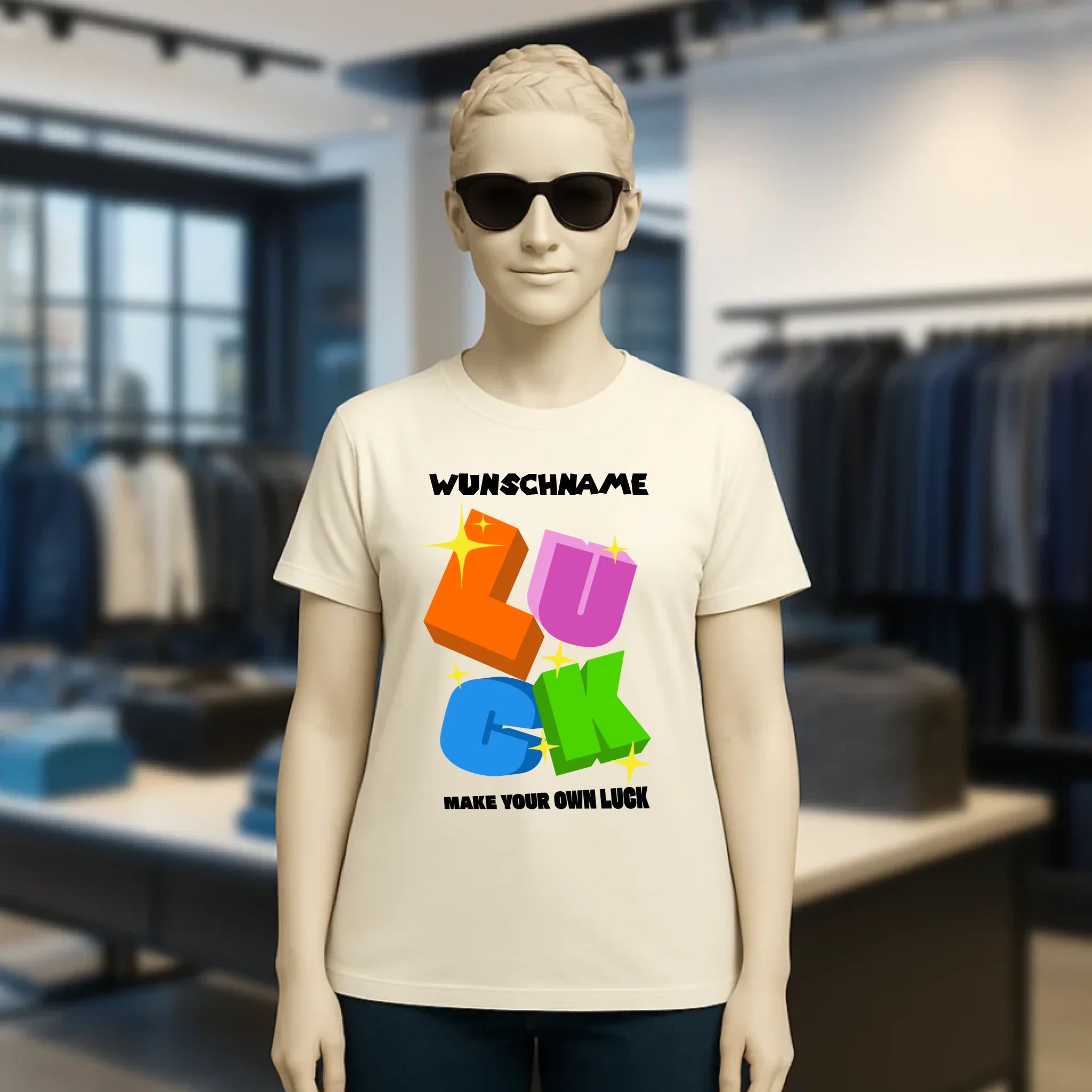 Luck + dein Name • Ladies Premium T-Shirt XS-2XL aus Bio-Baumwolle für Damen • Exklusivdesign • personalisiert