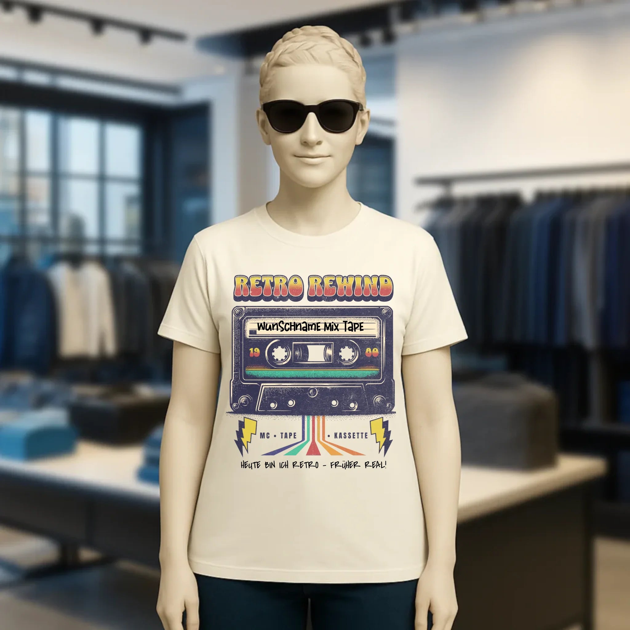 Retro MC 1950 bis 2010 + Wunschtext • Ladies Premium T-Shirt XS-2XL aus Bio-Baumwolle für Damen • Exklusivdesign • personalisiert