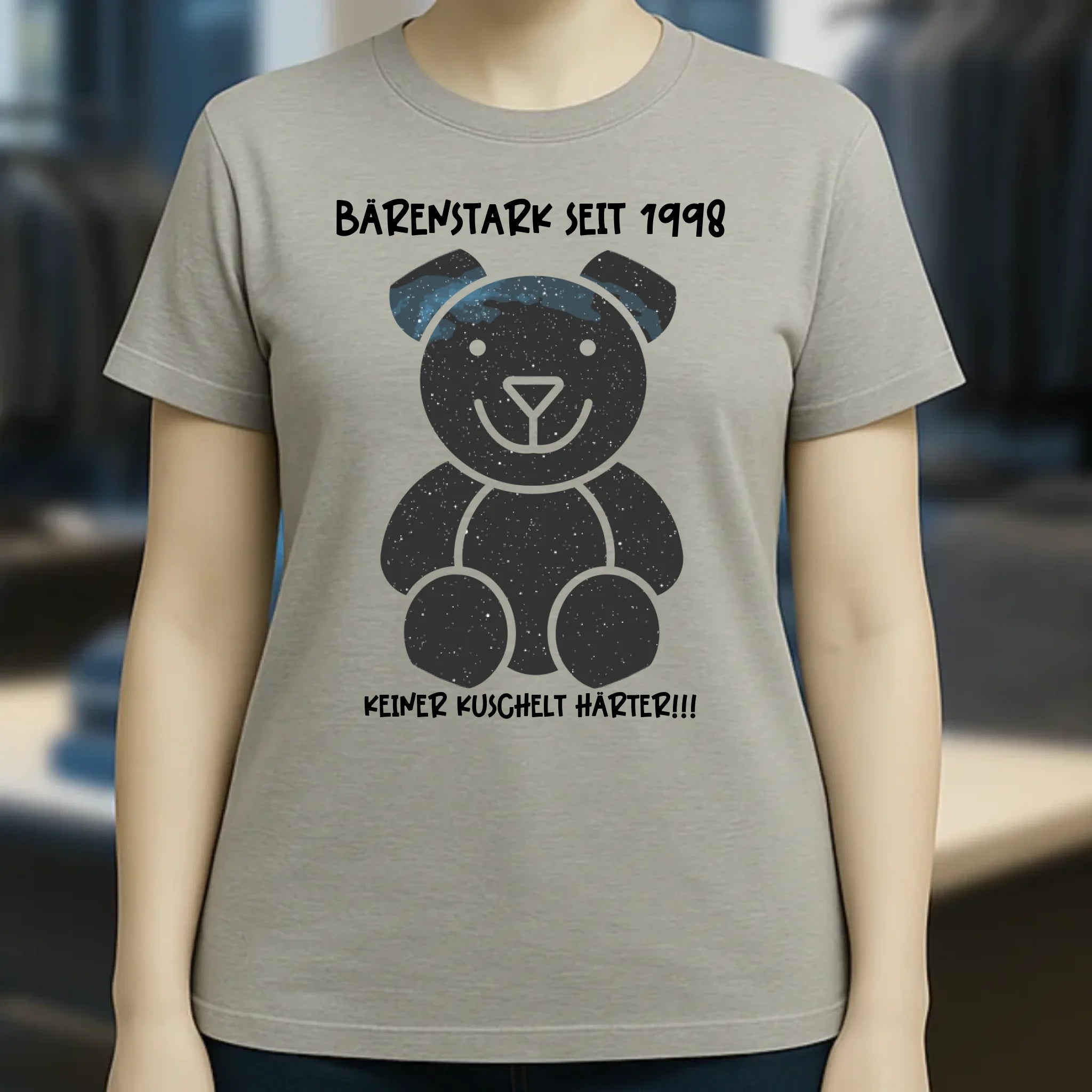 Echte Sternenkarte als Teddybär + Text • Ladies Premium T-Shirt XS-2XL aus Bio-Baumwolle für Damen • Exklusivdesign • personalisiert