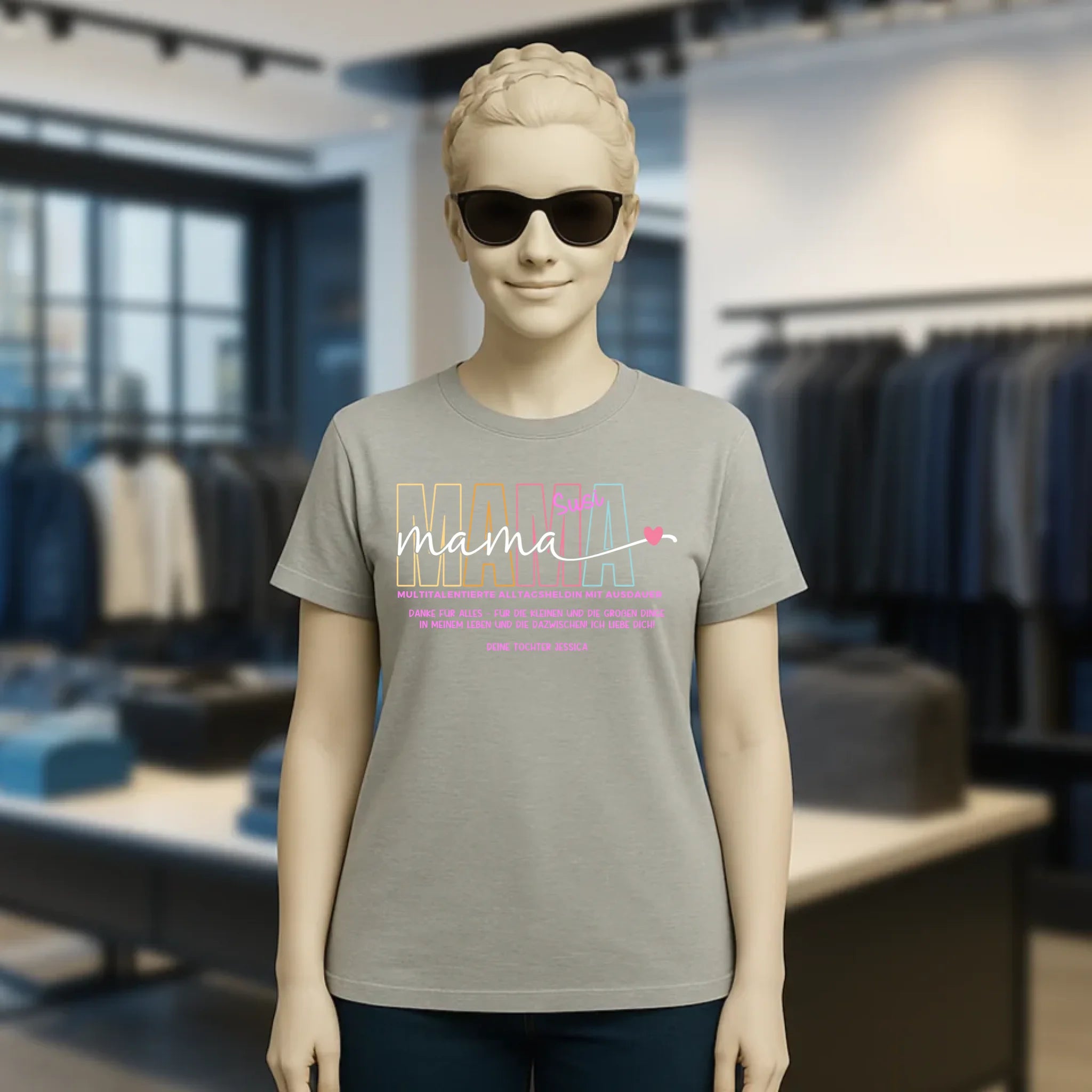 MAMA: Multitalentierte Alltagsheldin mit Ausdauer + Wunschname + Botschaft • Ladies Premium T-Shirt XS-2XL aus Bio-Baumwolle für Damen • Exklusivdesign • personalisiert