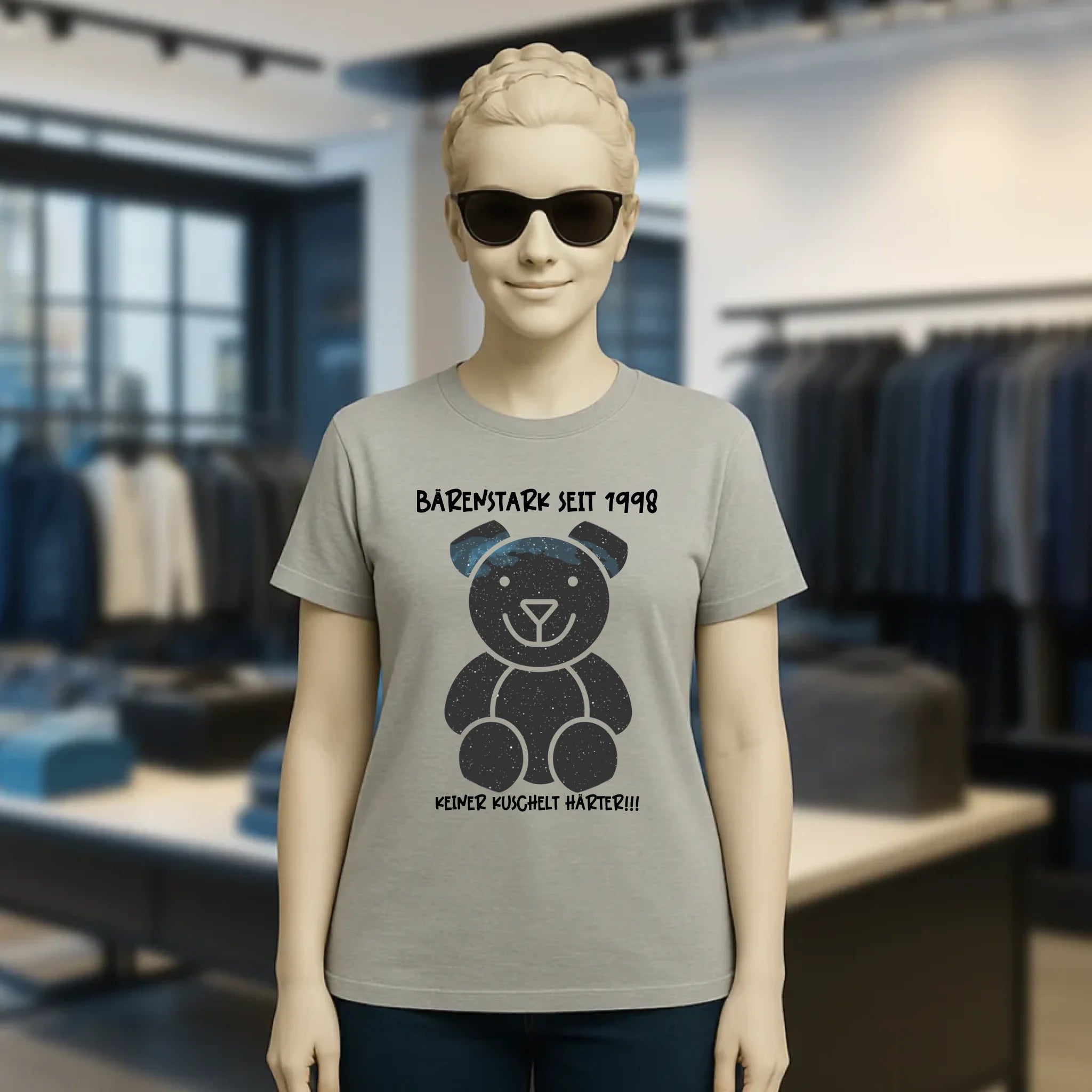 Echte Sternenkarte als Teddybär + Text • Ladies Premium T-Shirt XS-2XL aus Bio-Baumwolle für Damen • Exklusivdesign • personalisiert