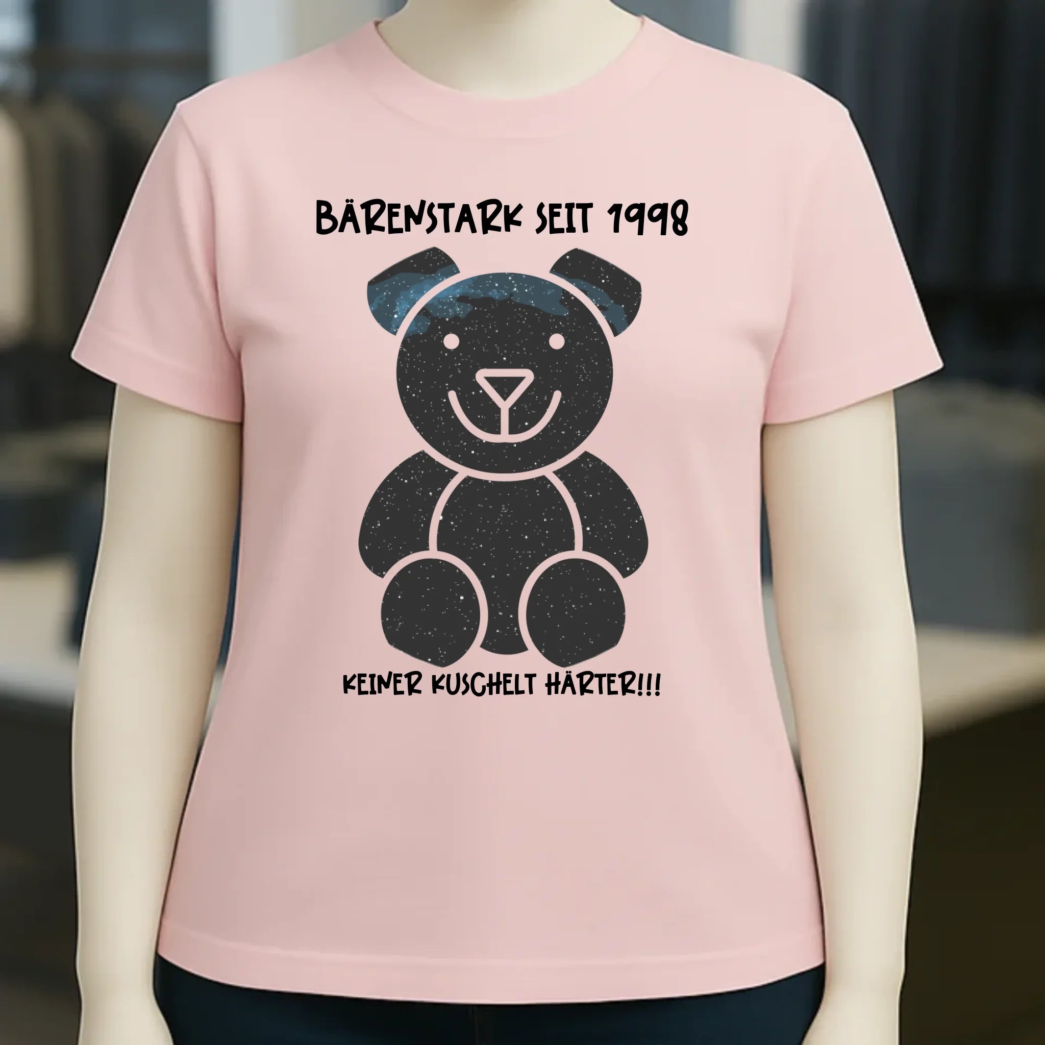 Echte Sternenkarte als Teddybär + Text • Ladies Premium T-Shirt XS-2XL aus Bio-Baumwolle für Damen • Exklusivdesign • personalisiert