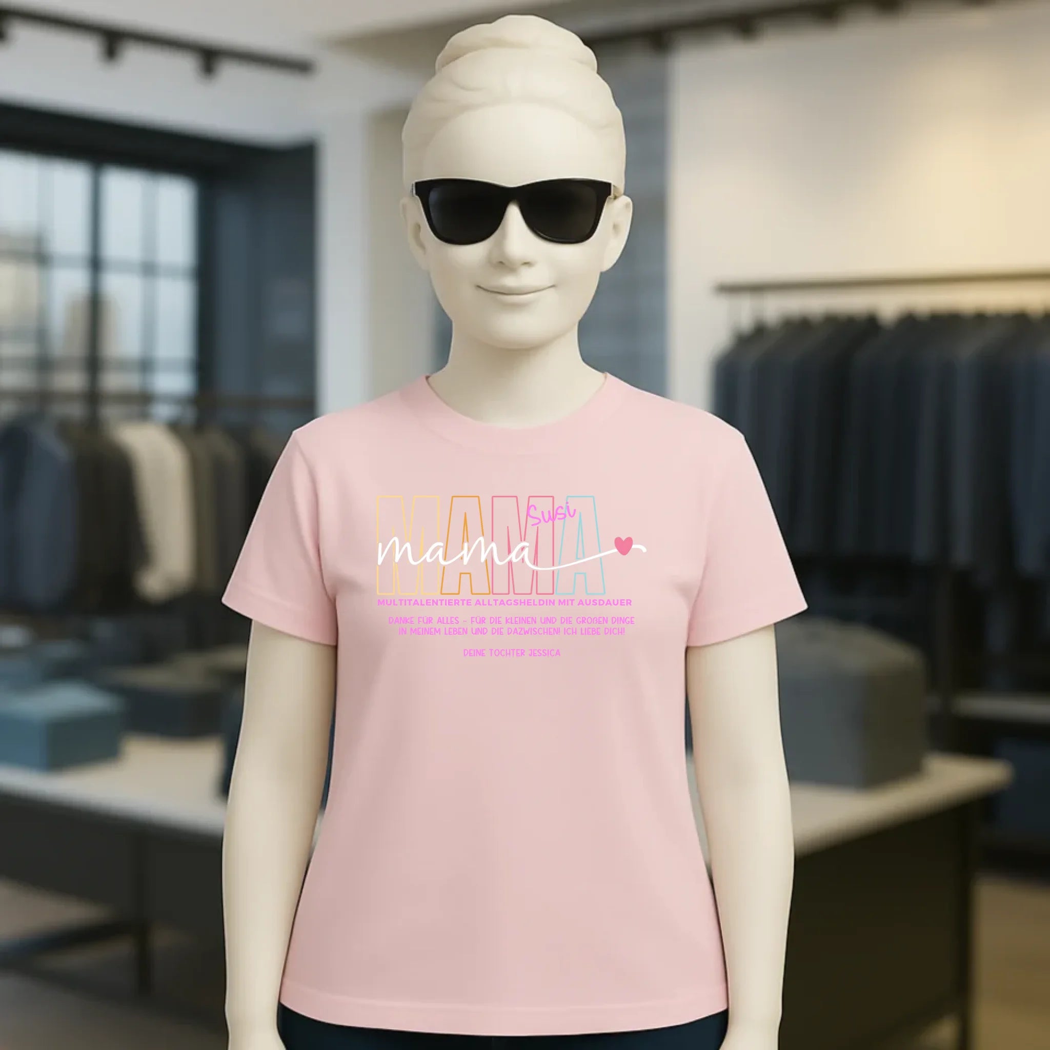 MAMA: Multitalentierte Alltagsheldin mit Ausdauer + Wunschname + Botschaft • Ladies Premium T-Shirt XS-2XL aus Bio-Baumwolle für Damen • Exklusivdesign • personalisiert