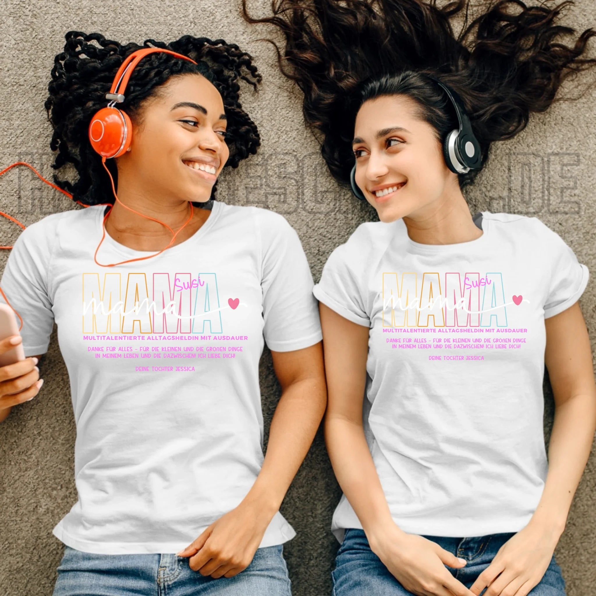 MAMA: Multitalentierte Alltagsheldin mit Ausdauer + Wunschname + Botschaft • Ladies Premium T-Shirt XS-2XL aus Bio-Baumwolle für Damen • Exklusivdesign • personalisiert