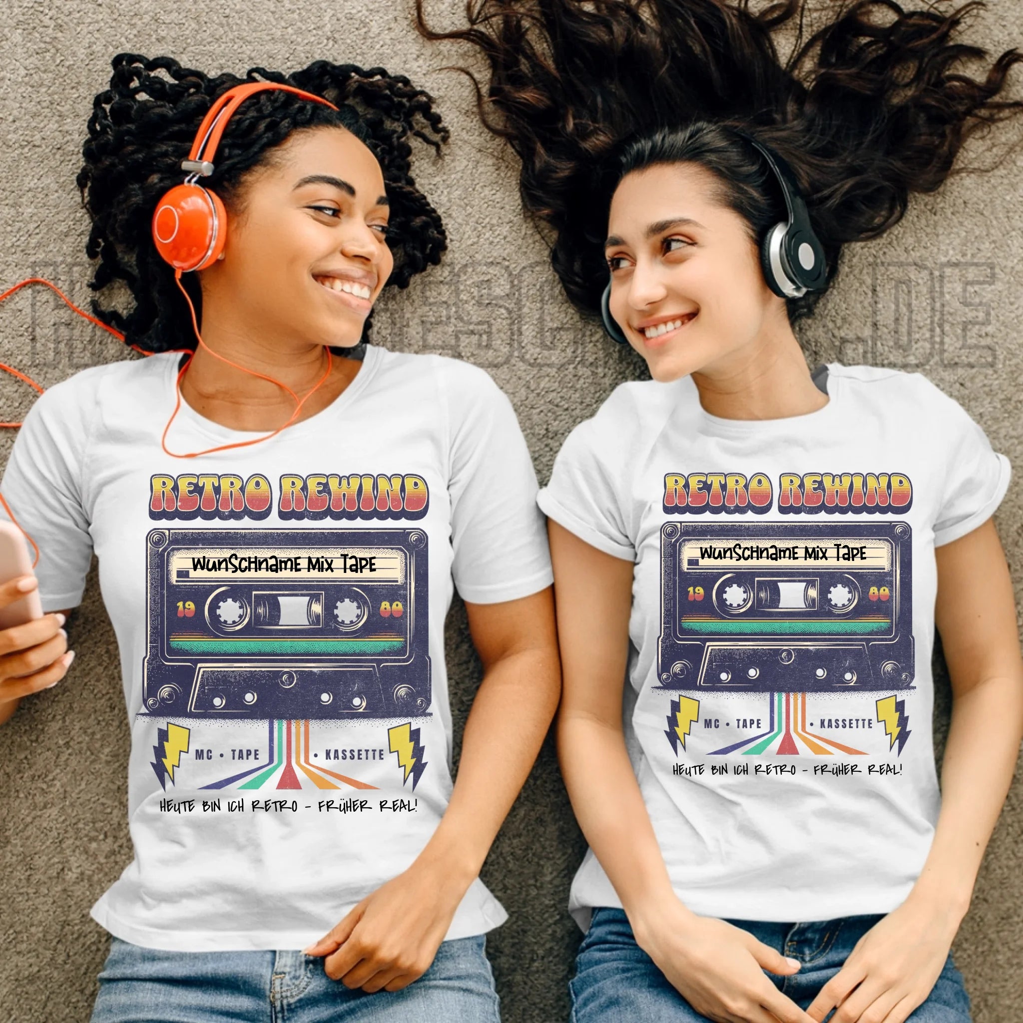 Retro MC 1950 bis 2010 + Wunschtext • Ladies Premium T-Shirt XS-2XL aus Bio-Baumwolle für Damen • Exklusivdesign • personalisiert