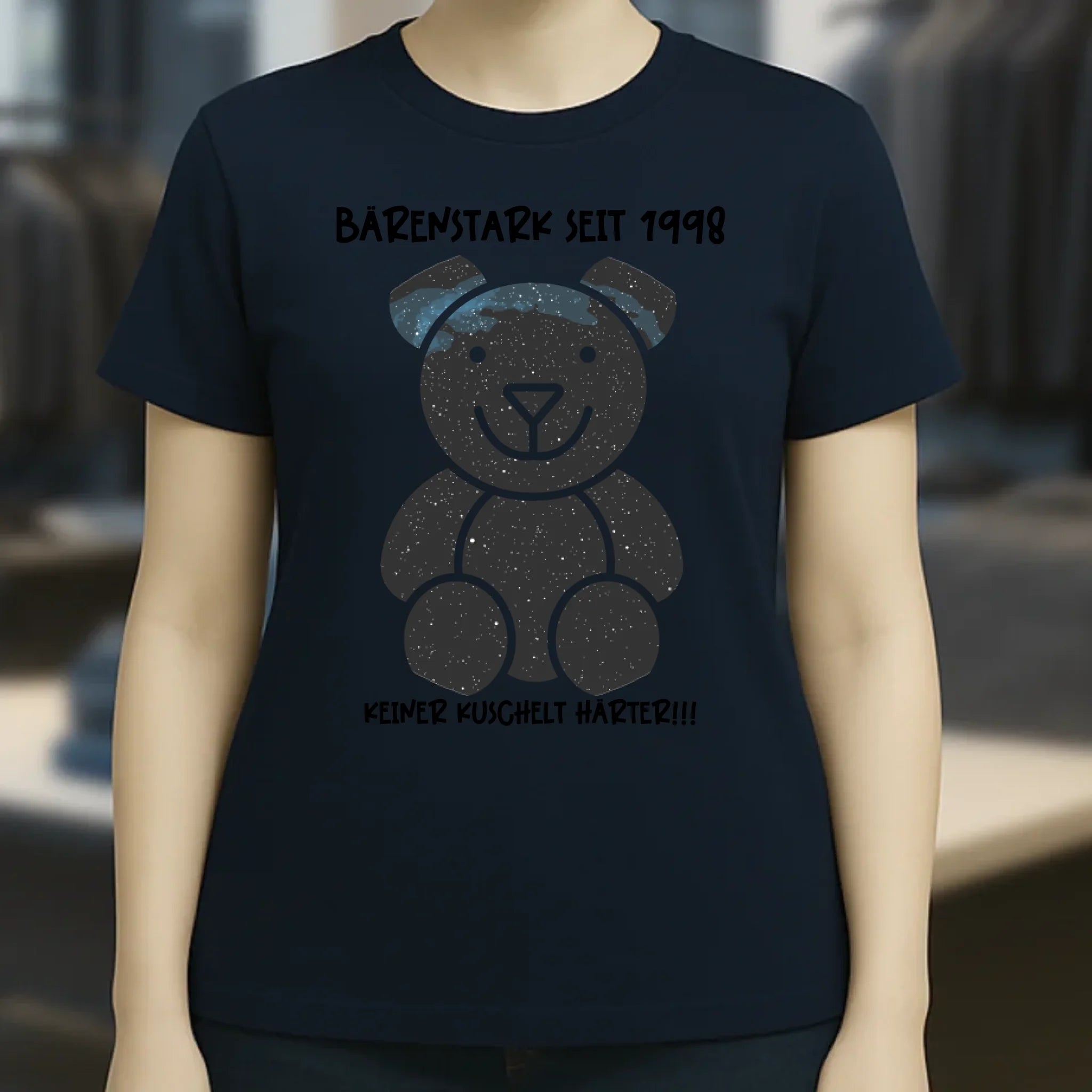 Echte Sternenkarte als Teddybär + Text • Ladies Premium T-Shirt XS-2XL aus Bio-Baumwolle für Damen • Exklusivdesign • personalisiert