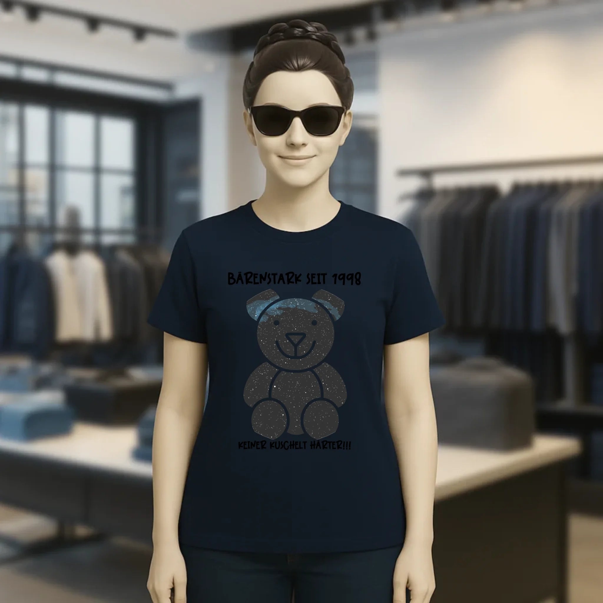 Echte Sternenkarte als Teddybär + Text • Ladies Premium T-Shirt XS-2XL aus Bio-Baumwolle für Damen • Exklusivdesign • personalisiert