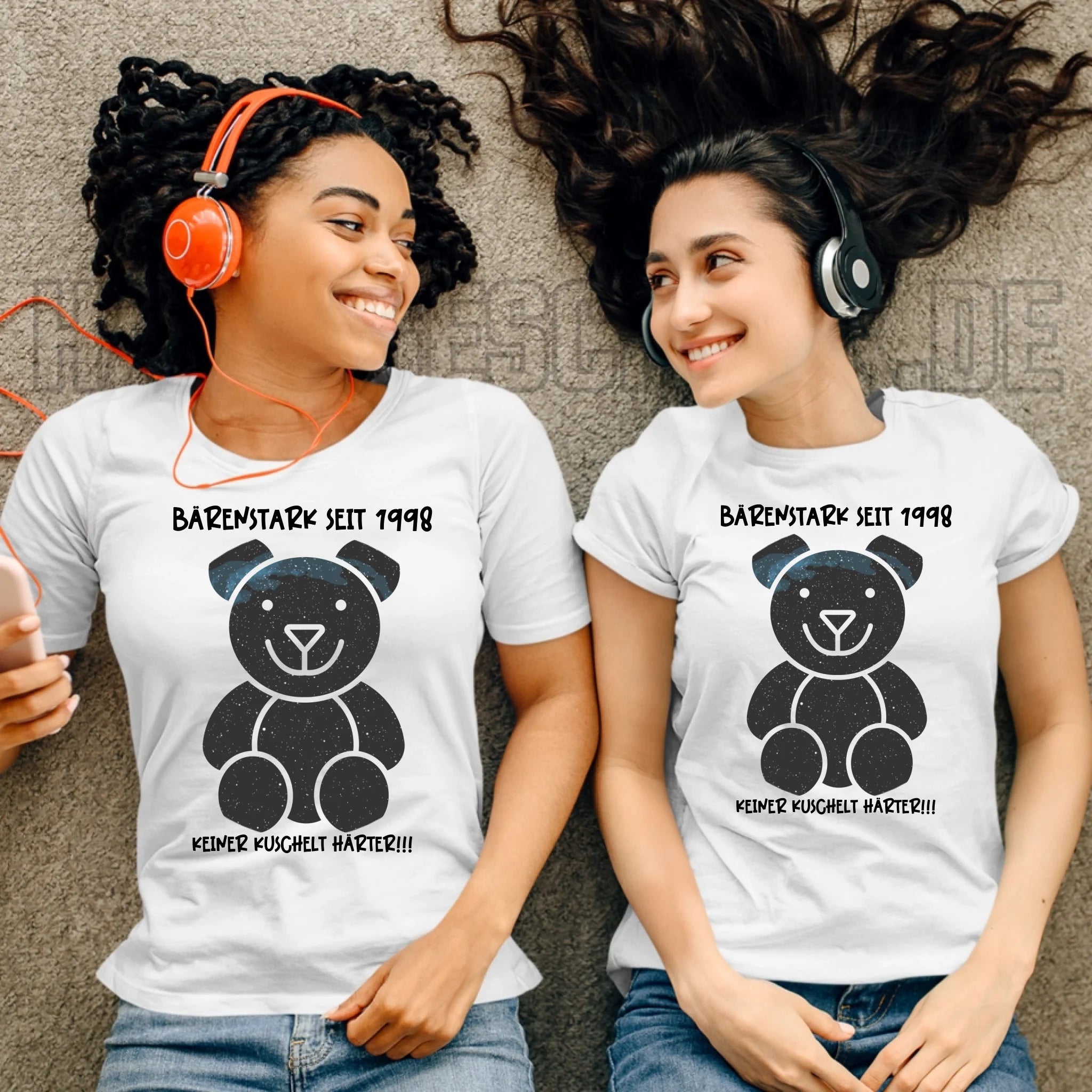 Echte Sternenkarte als Teddybär + Text • Ladies Premium T-Shirt XS-2XL aus Bio-Baumwolle für Damen • Exklusivdesign • personalisiert
