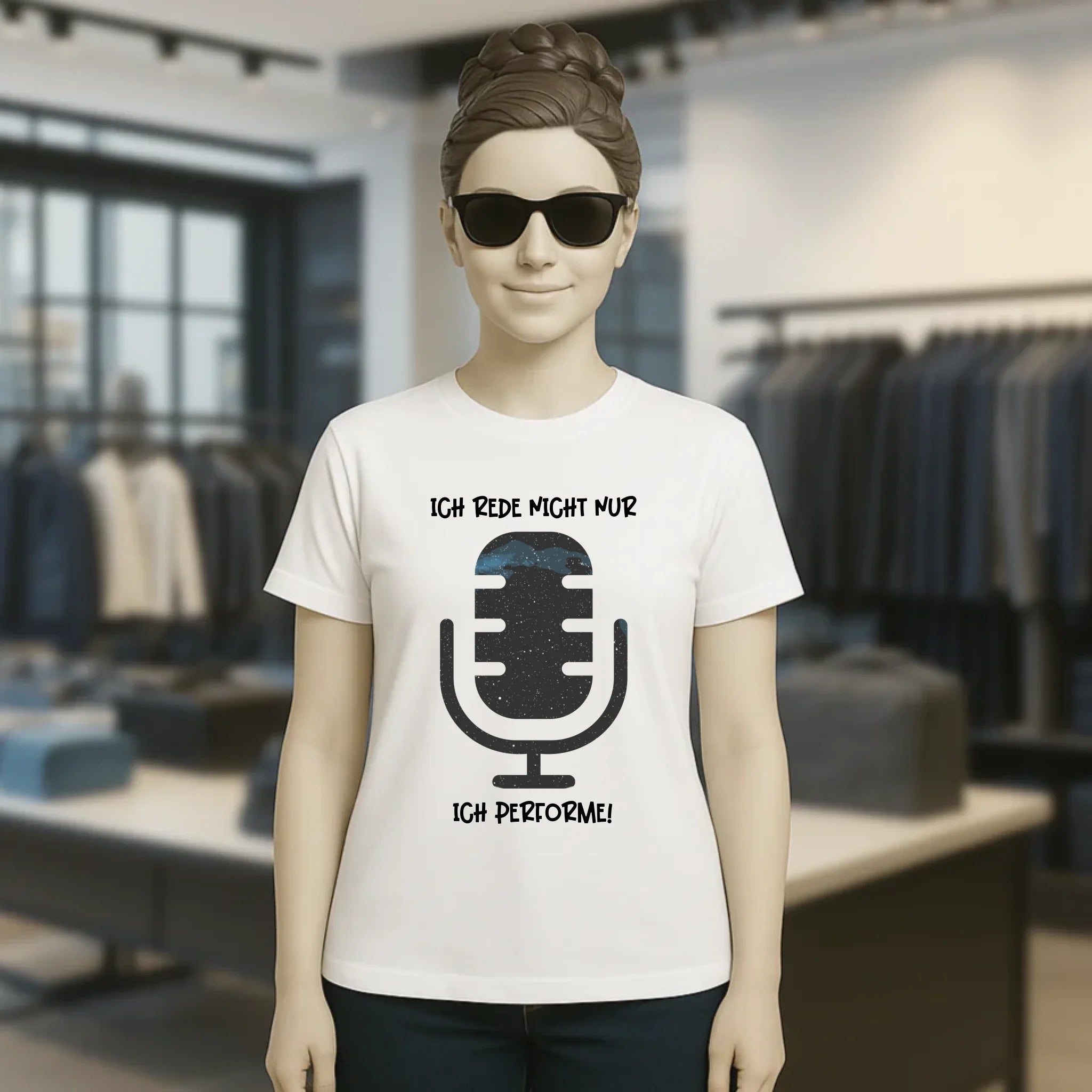 Echte Sternkarte als Mikrofon + Text • Ladies Premium T-Shirt XS-2XL aus Bio-Baumwolle für Damen • Exklusivdesign • personalisiert