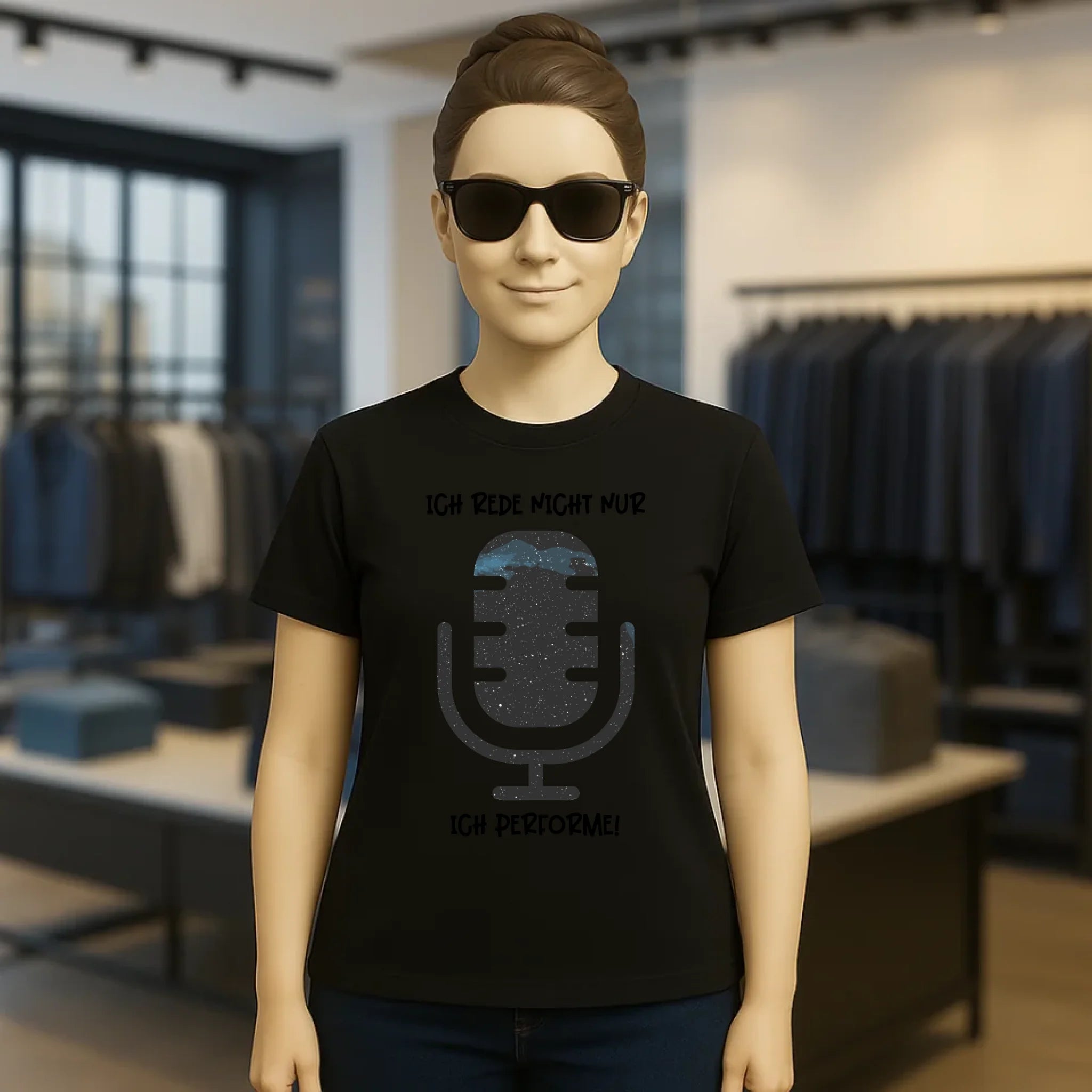 Echte Sternkarte als Mikrofon + Text • Ladies Premium T-Shirt XS-2XL aus Bio-Baumwolle für Damen • Exklusivdesign • personalisiert
