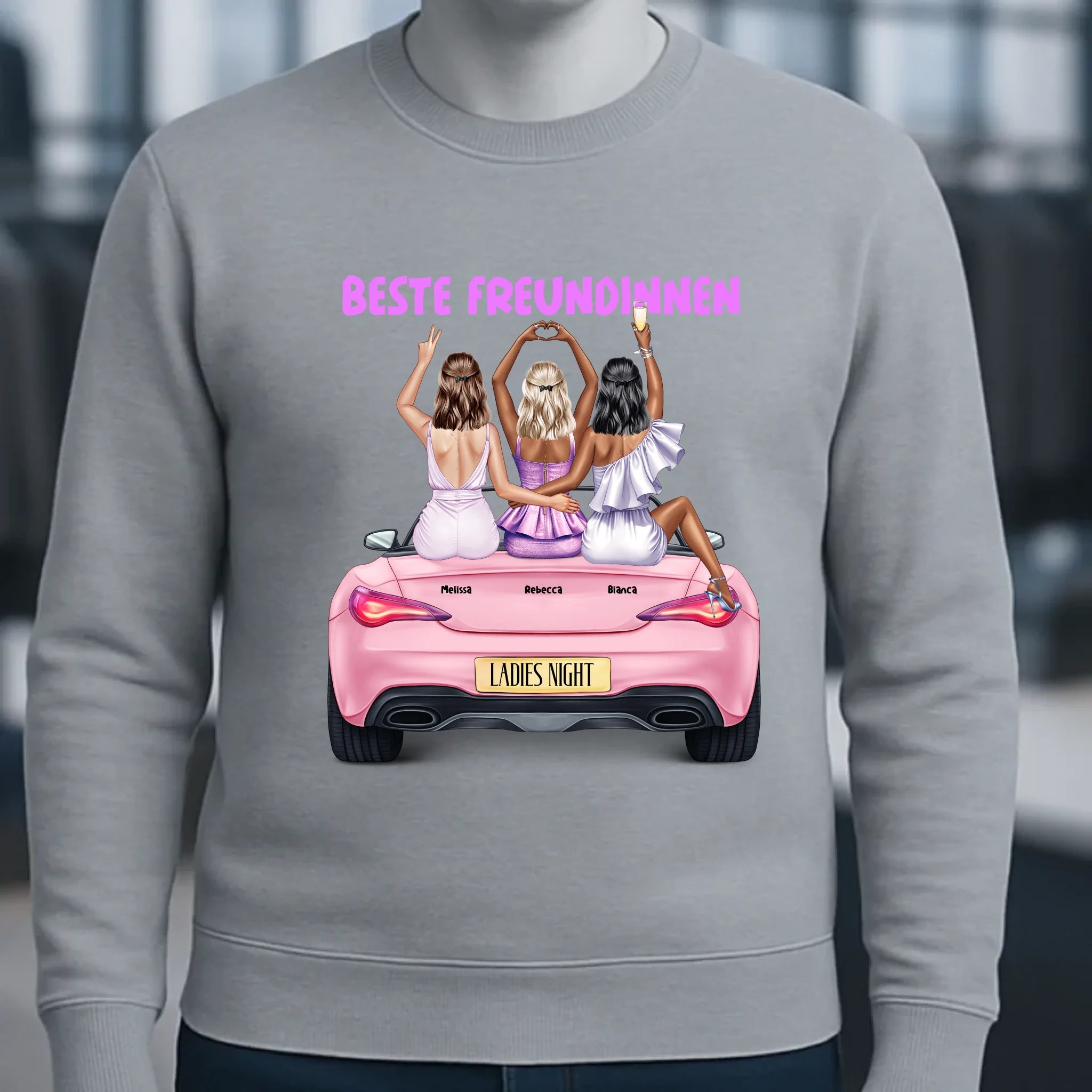 Vegas Girls • 1-3 Frauen • mit Wunschtext • Unisex Sweatshirt für Damen und Herren • Bio • personalisiert