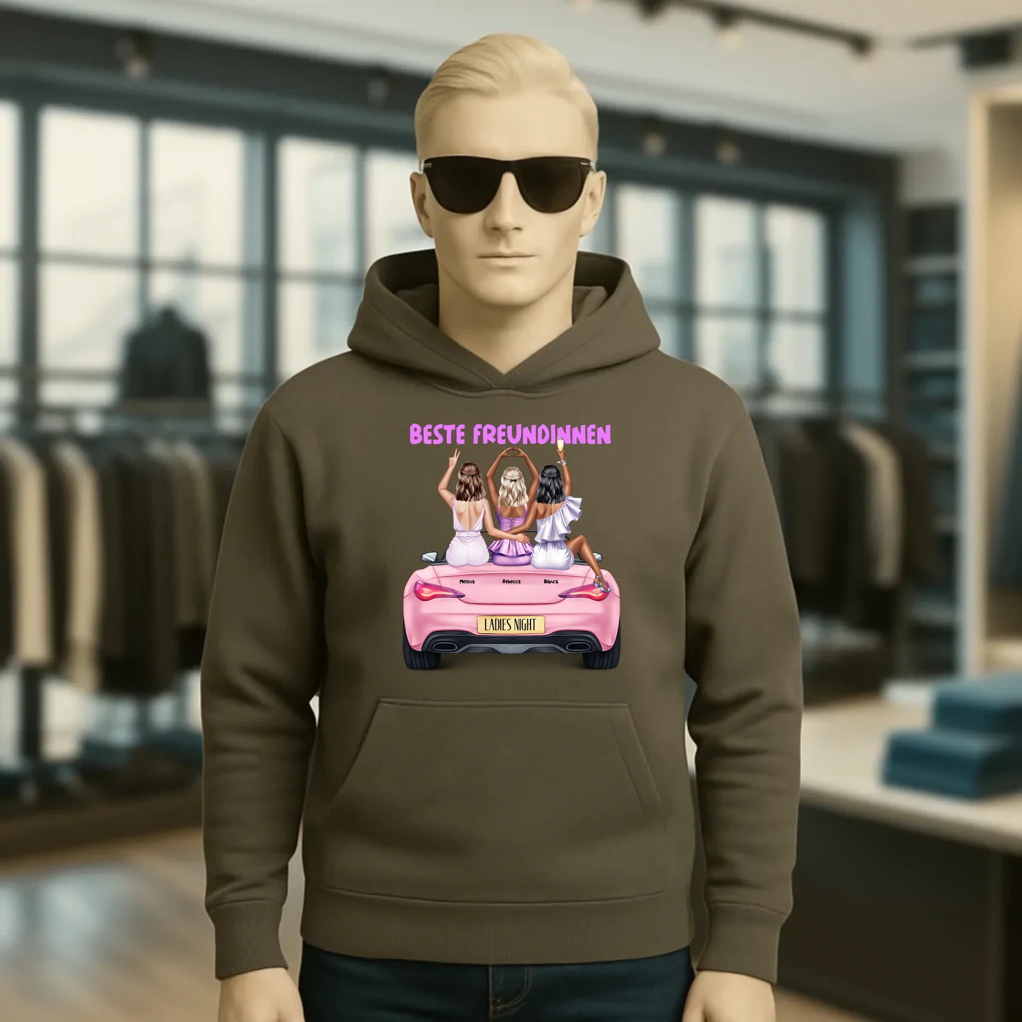 Vegas Girls • 1-3 Frauen • mit Wunschtext • Unisex Hoodie für Damen & Herren • Bio • personalisiert