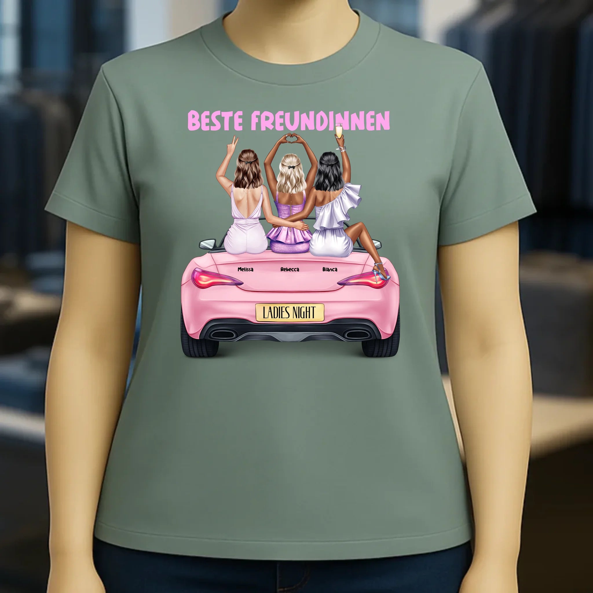 Vegas Girls • 1-3 Frauen • mit Wunschtext • Damen T-Shirt • Bio • personalisiert