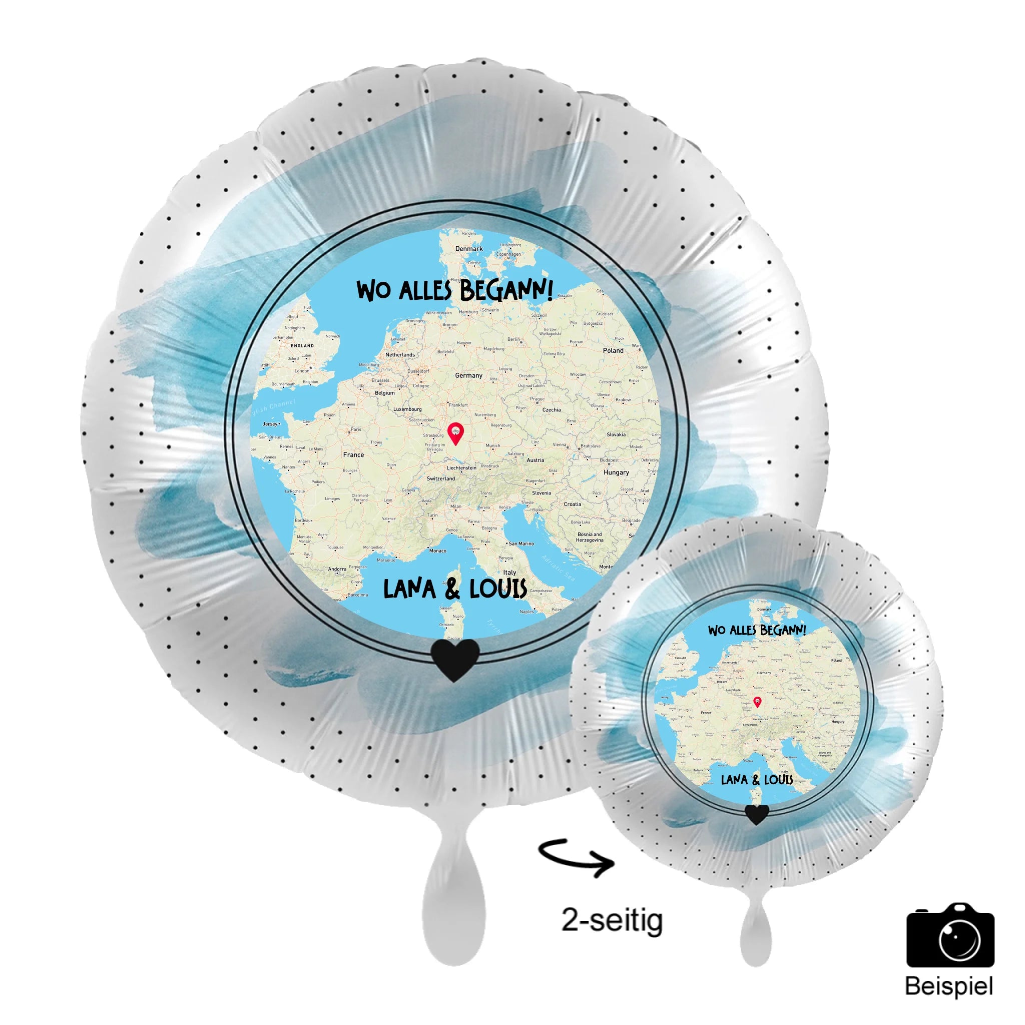 Personalisierbar: Maps • Straßenkarte mit Zoom • 43cm Luftballon
