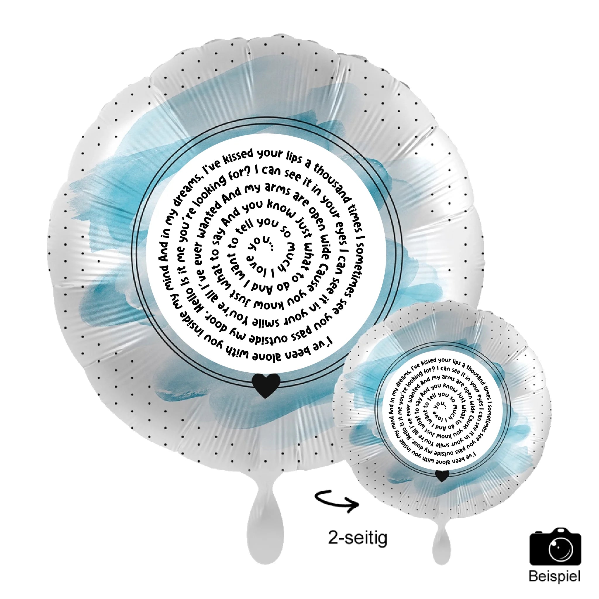 Personalisierbar: Spotify Songtext oder Wunschtext • Spiraltext • 43cm Luftballon