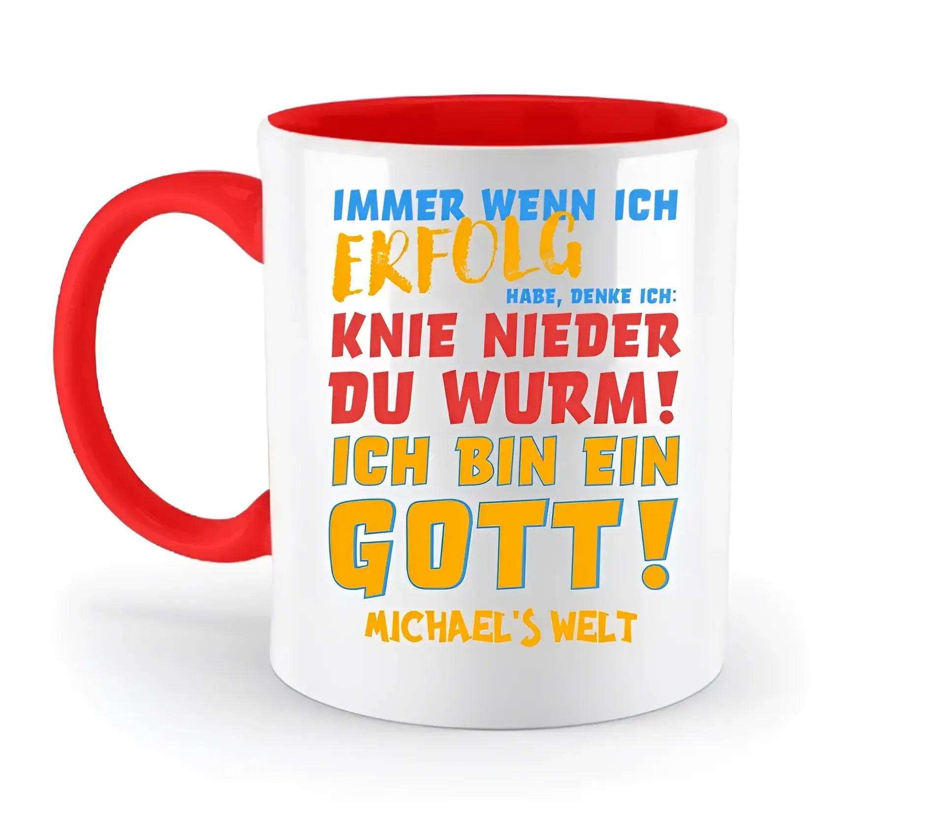 6in1-Kollektion: Immer wenn ich Erfolg + Wunschtext • personalisiert • Gott • diverse Artikel - zweifarbige Tasse