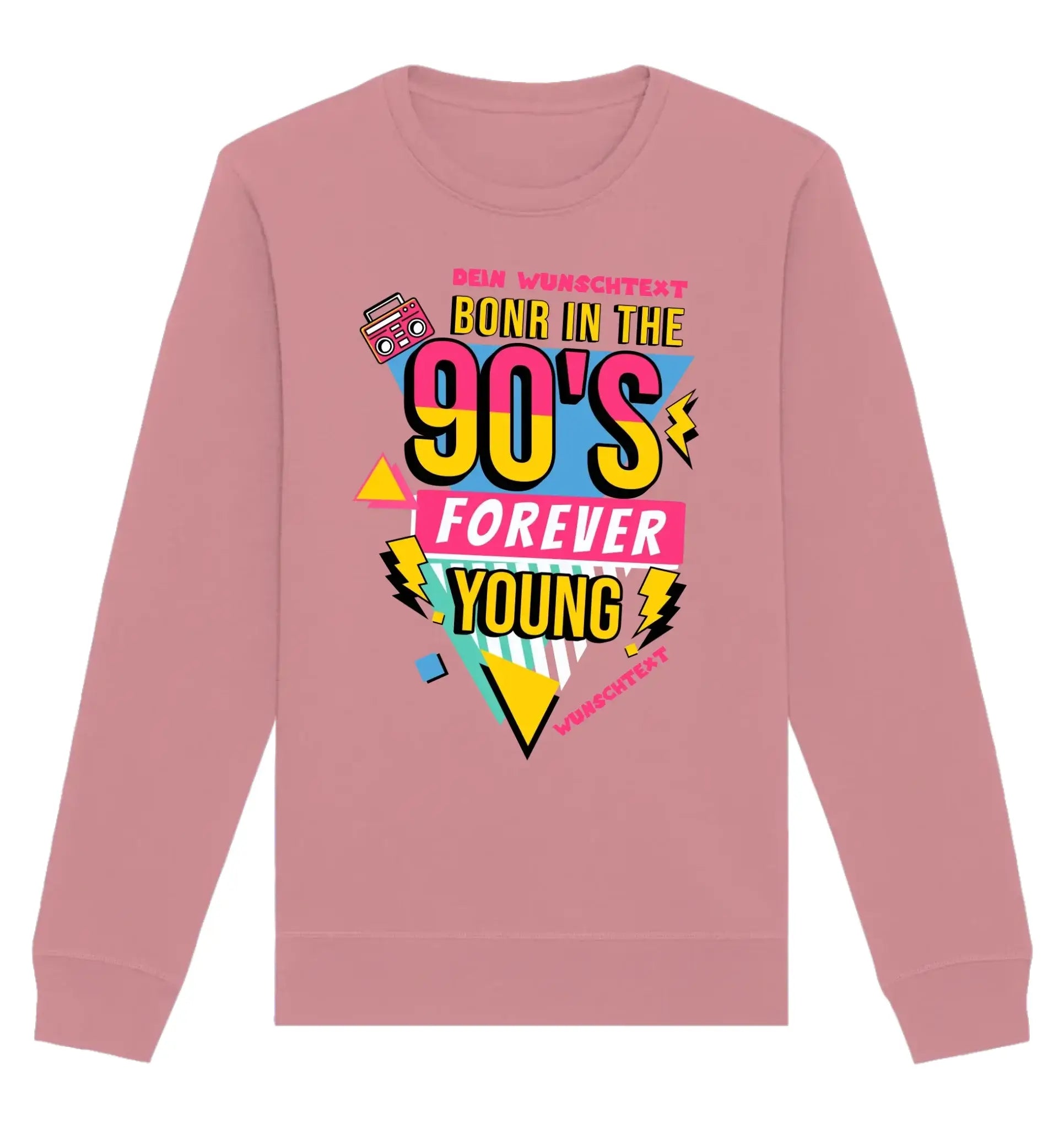 Pink langarm-sweatshirt mit 90er jahre grafik und buntem boombox motiv aus der statement-collection